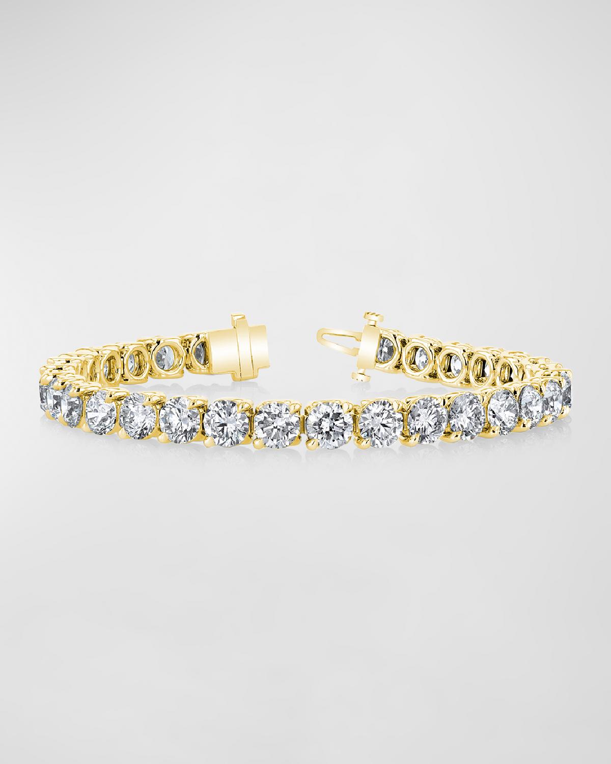 18K Gold Round-Cut Diamond Buttercup Tennis Bracelet, 8.00tcw, 7"L