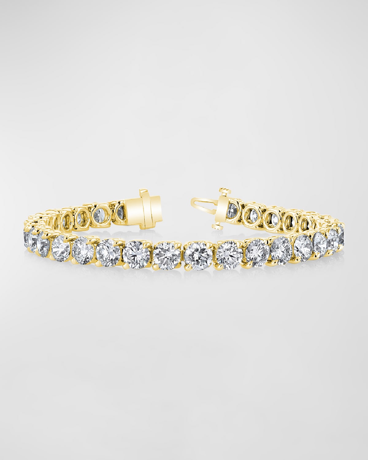 Neiman Marcus Diamonds 18K Gold Round-Cut Diamond Buttercup Tennis Bracelet, 8.00tcw, 7"L