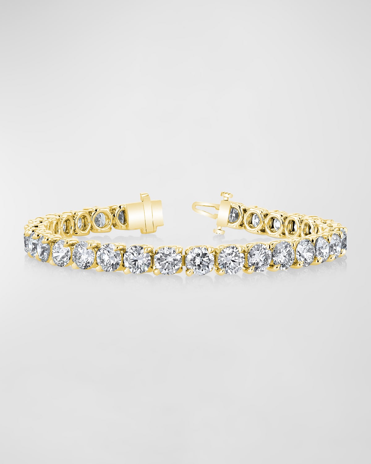 Neiman Marcus Diamonds 18K Gold Round-Cut Diamond Buttercup Tennis Bracelet, 10.00tcw, 7"L