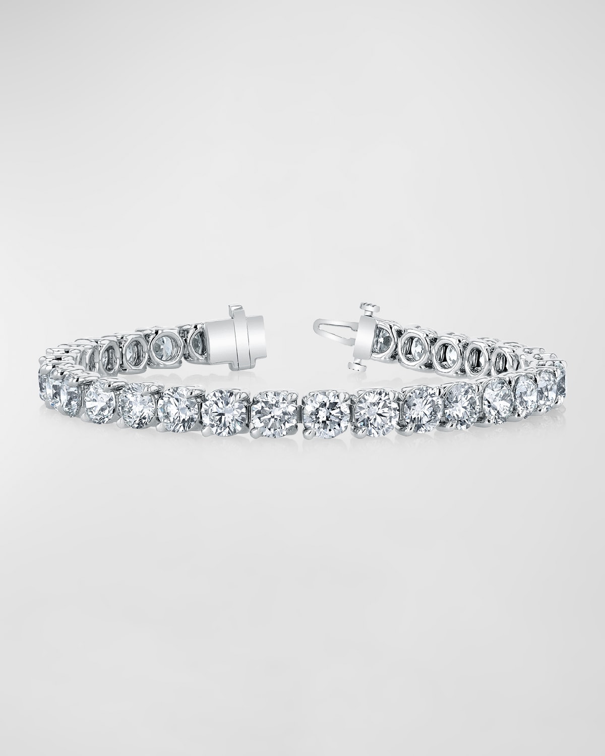 Neiman Marcus Diamonds Platinum Round-Cut Diamond Buttercup Tennis Bracelet, 12.00tcw, 7"L