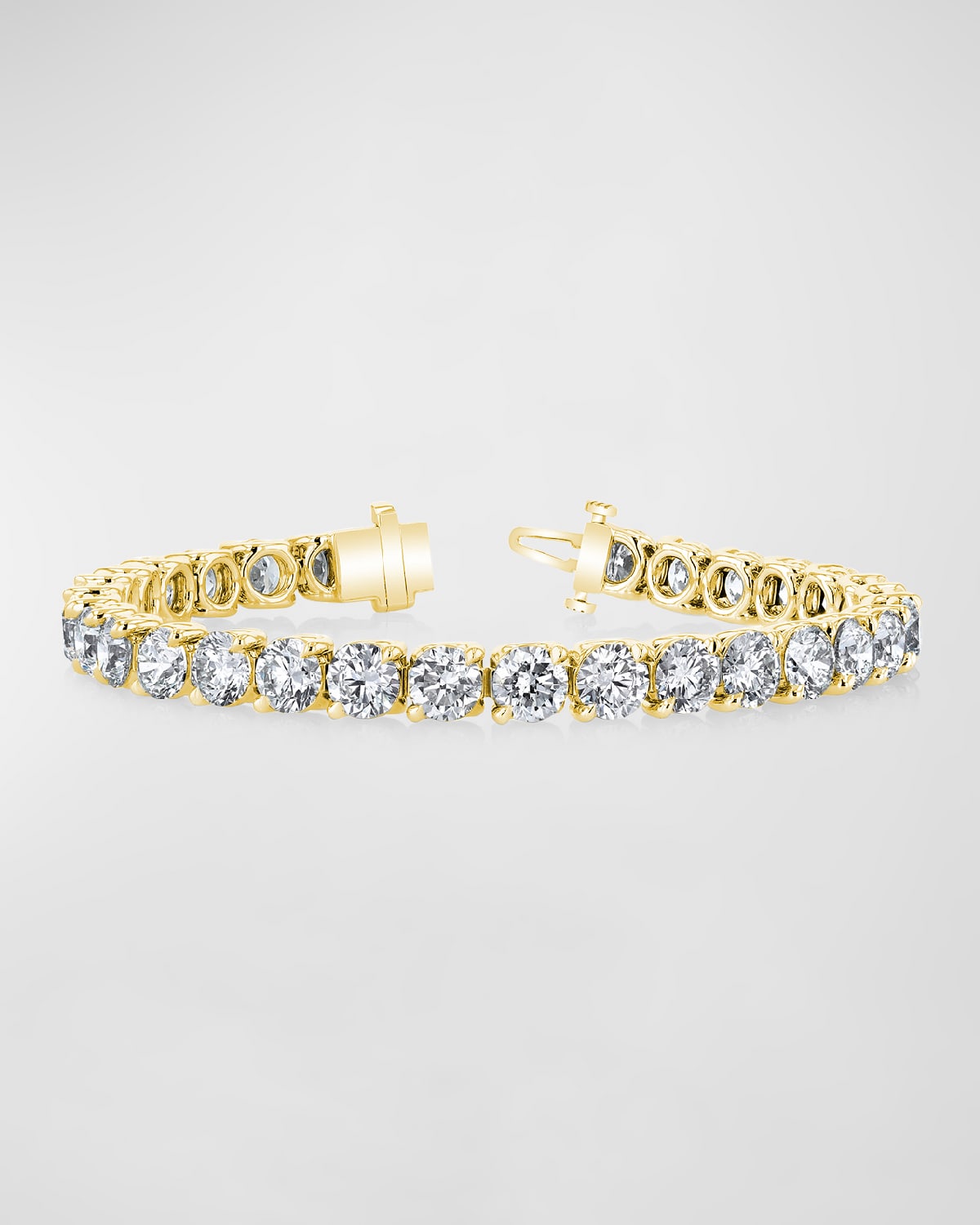 Neiman Marcus Diamonds 18K Gold Round-Cut Diamond Buttercup Tennis Bracelet, 16.50tcw, 7"L