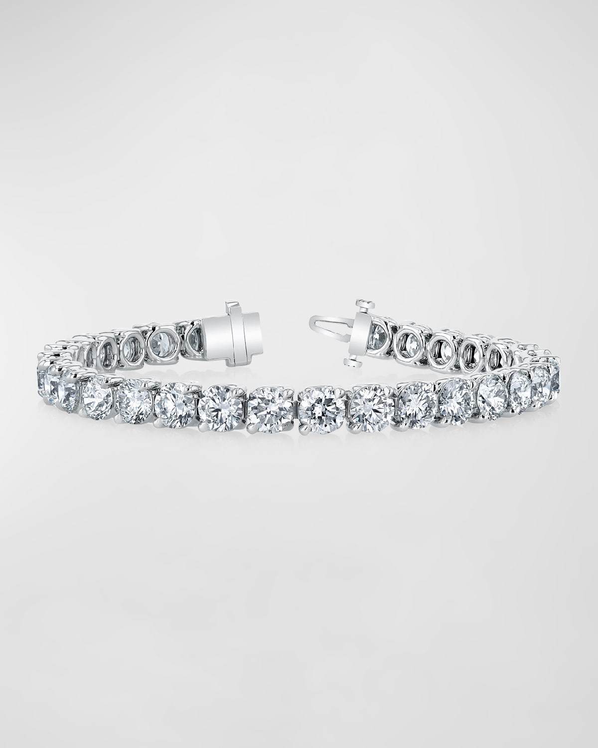 Neiman Marcus Diamonds Platinum Round-Cut Diamond Buttercup Tennis Bracelet, 16.50tcw, 7"L