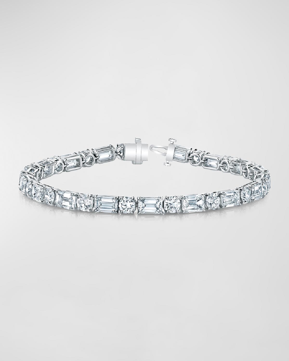 Platinum East-West Alternating Prong-Set Diamond Bracelet, 7.00tcw, 7"L