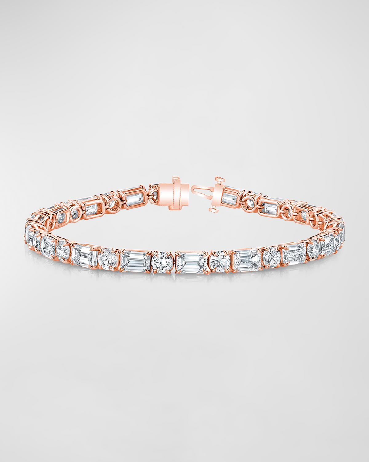 18K Gold East-West Alternating Prong-Set Diamond Bracelet, 10.30tcw, 7"L