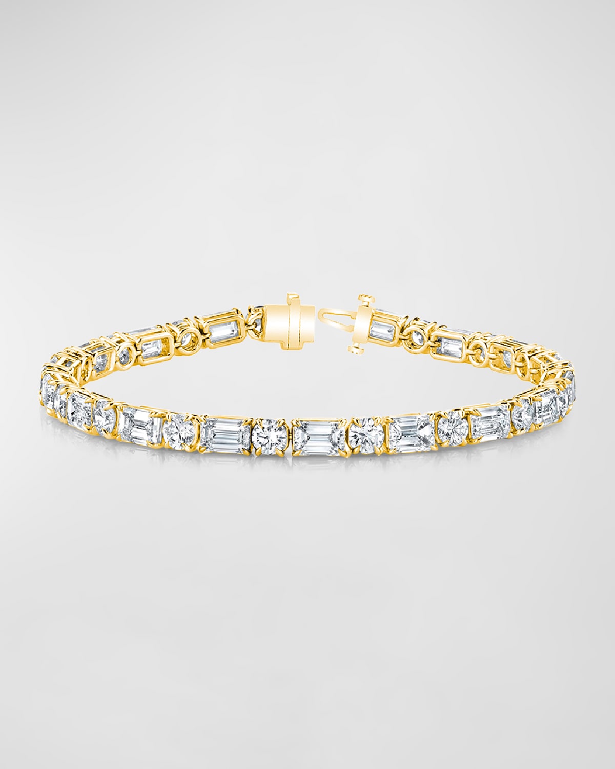 Neiman Marcus Diamonds 18K Gold East-West Alternating Prong-Set Diamond Bracelet, 10.30tcw, 7"L