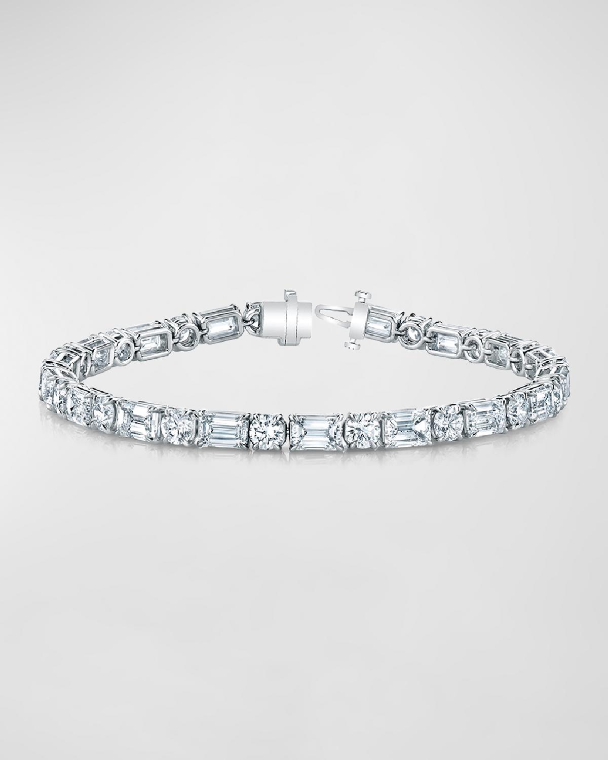 Platinum East-West Alternating Prong-Set Diamond Bracelet, 10.30tcw, 7"L