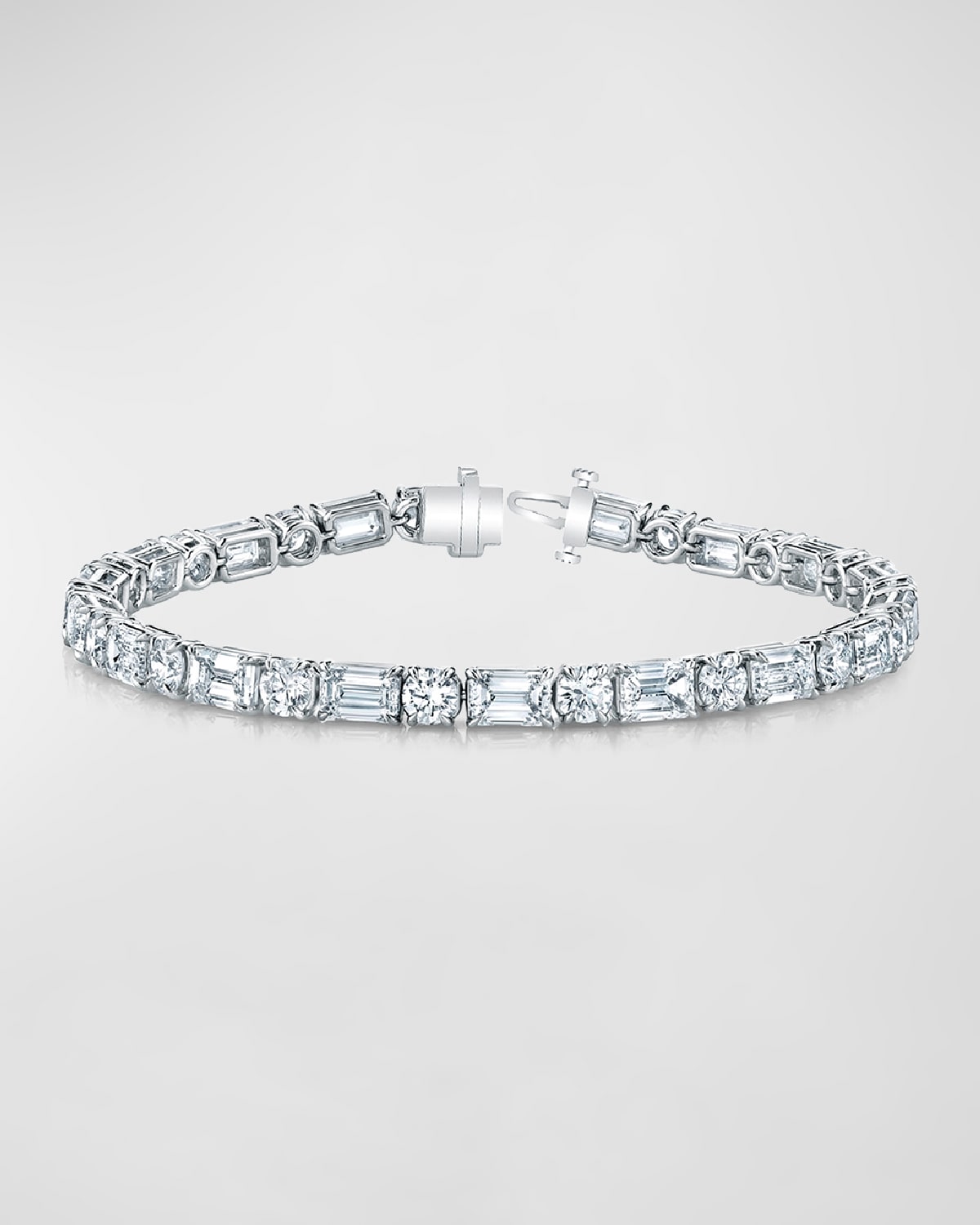 Neiman Marcus Diamonds Platinum East-West Alternating Prong-Set Diamond Bracelet, 10.30tcw, 7"L