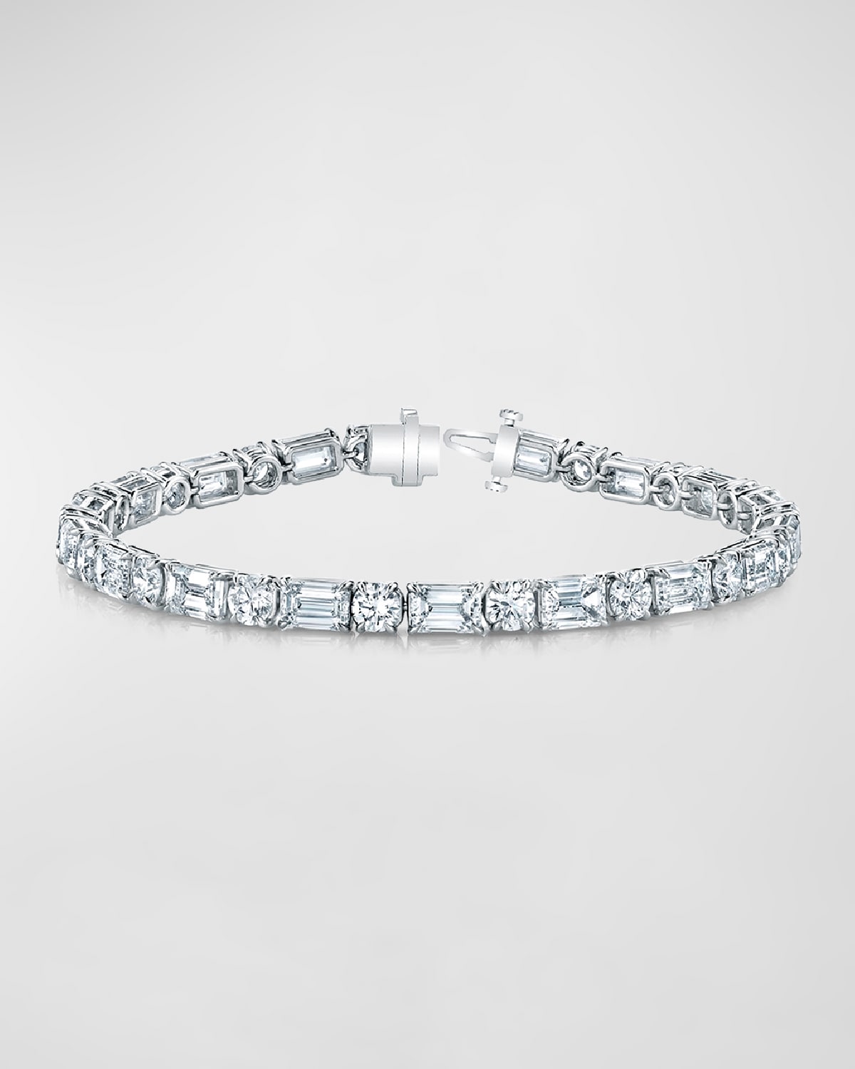 Neiman Marcus Diamonds 18K Gold East-West Alternating Prong-Set Diamond Bracelet, 12.60tcw, 7"L
