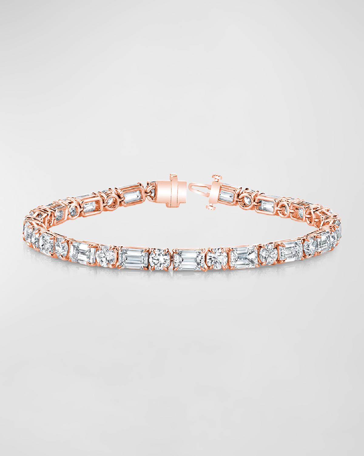 18K Gold East-West Alternating Prong-Set Diamond Bracelet, 12.60tcw, 7"L