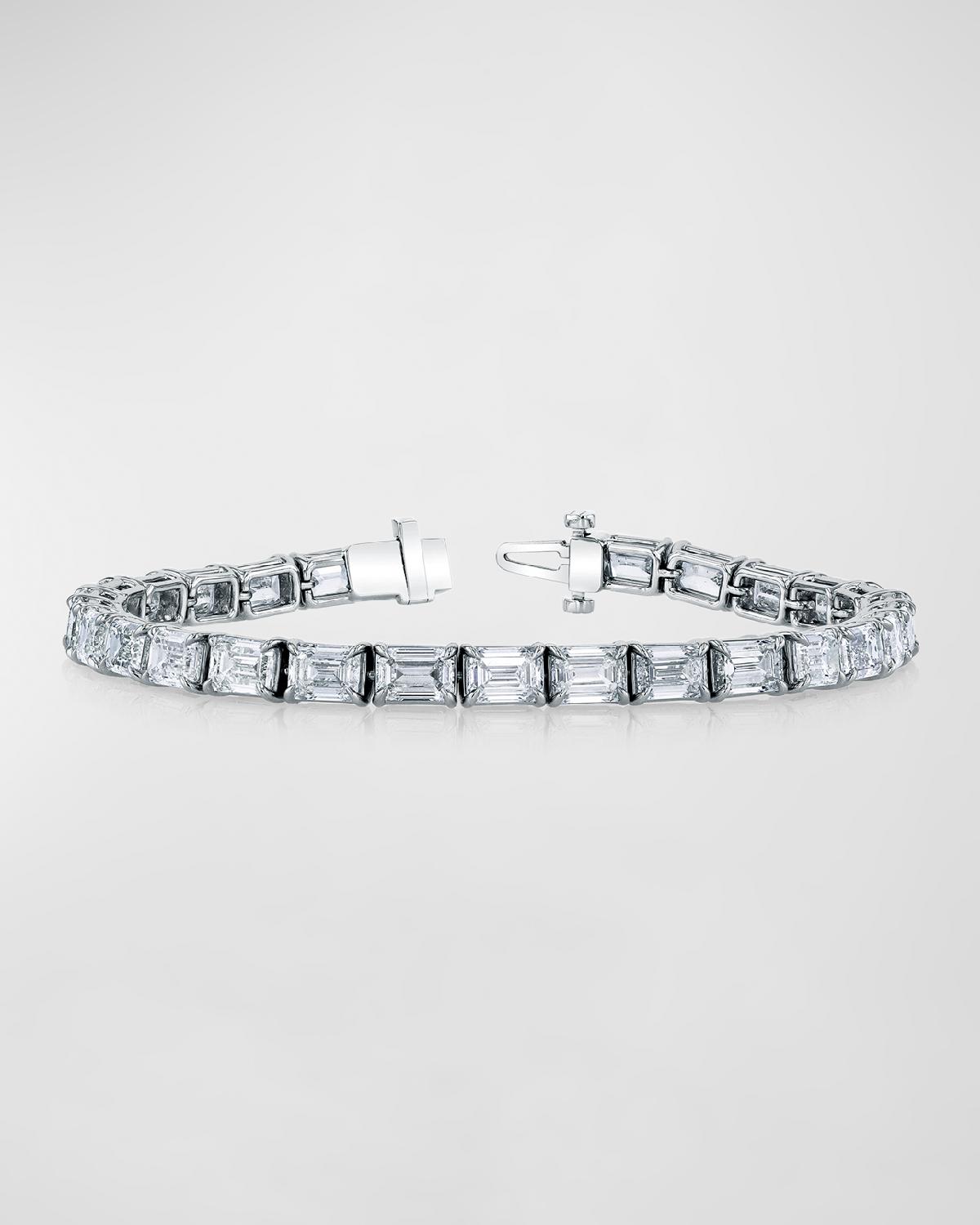 Platinum East-West Prong-Set Diamond Tennis Bracelet, 7.05tcw, 7"L