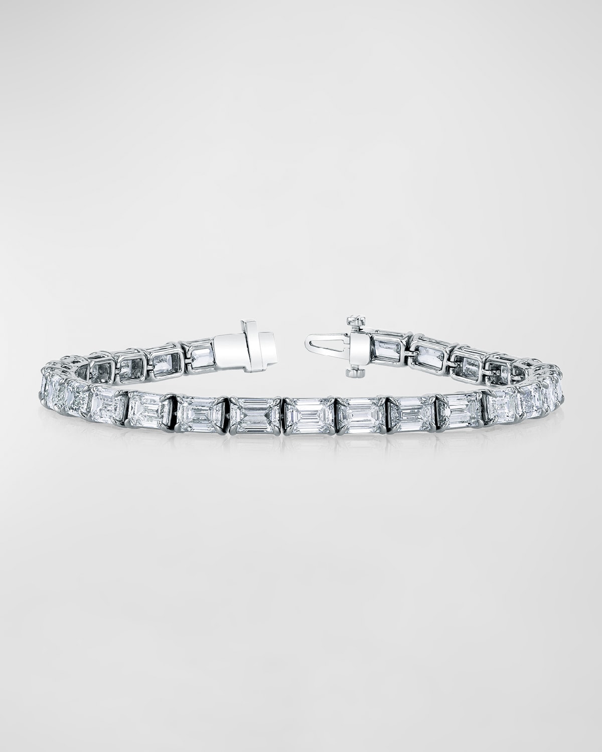 Neiman Marcus Diamonds Platinum East-West Prong-Set Diamond Tennis Bracelet, 9.50tcw, 7"L
