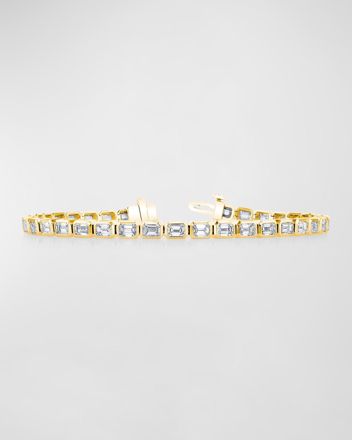 18K Gold East-West Bezel-Set Diamond Tennis Bracelet, 4.30tcw, 7"L