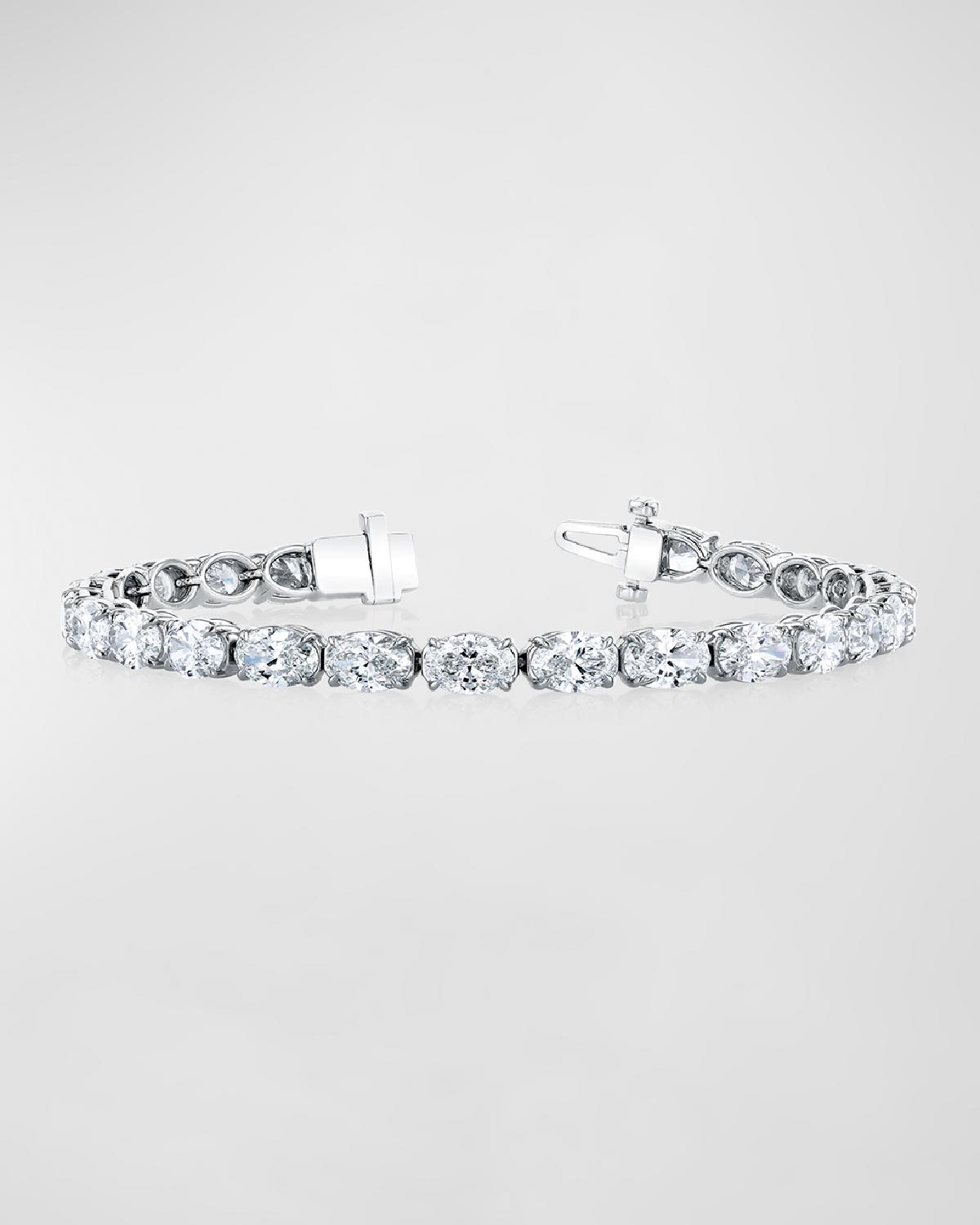 18K Gold East-West Prong-Set Diamond Tennis Bracelet, 7.40tcw, 7"L