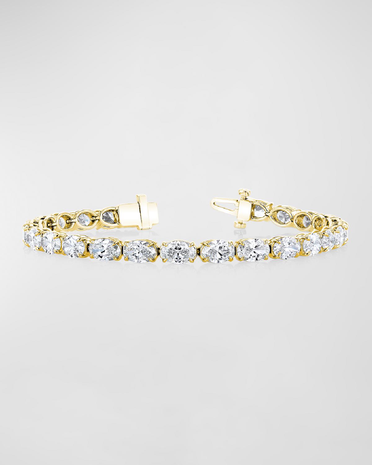 18K Gold East-West Prong-Set Diamond Tennis Bracelet, 7.40tcw, 7"L