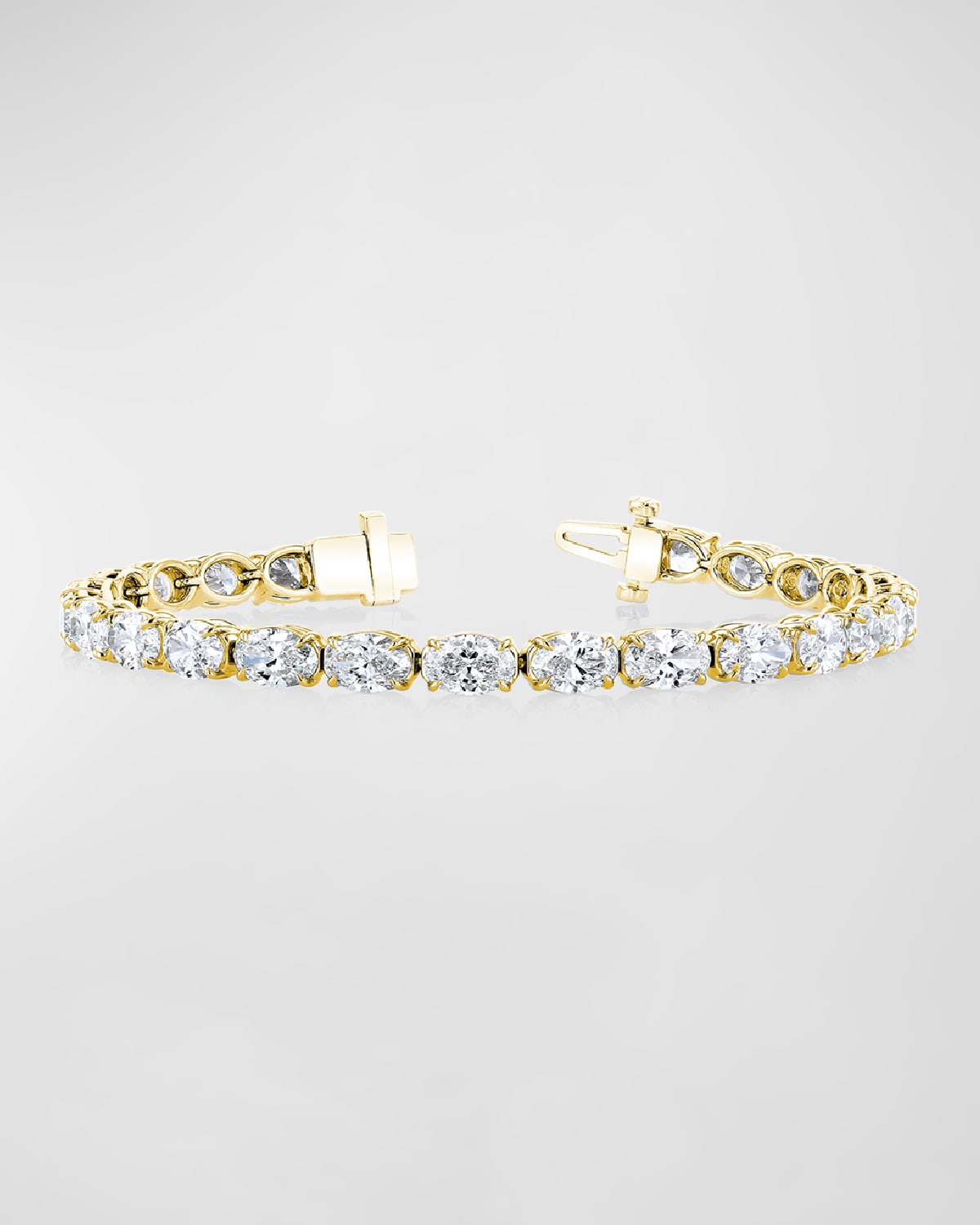 Neiman Marcus Diamonds 18K Gold East-West Prong-Set Diamond Tennis Bracelet, 7.40tcw, 7"L