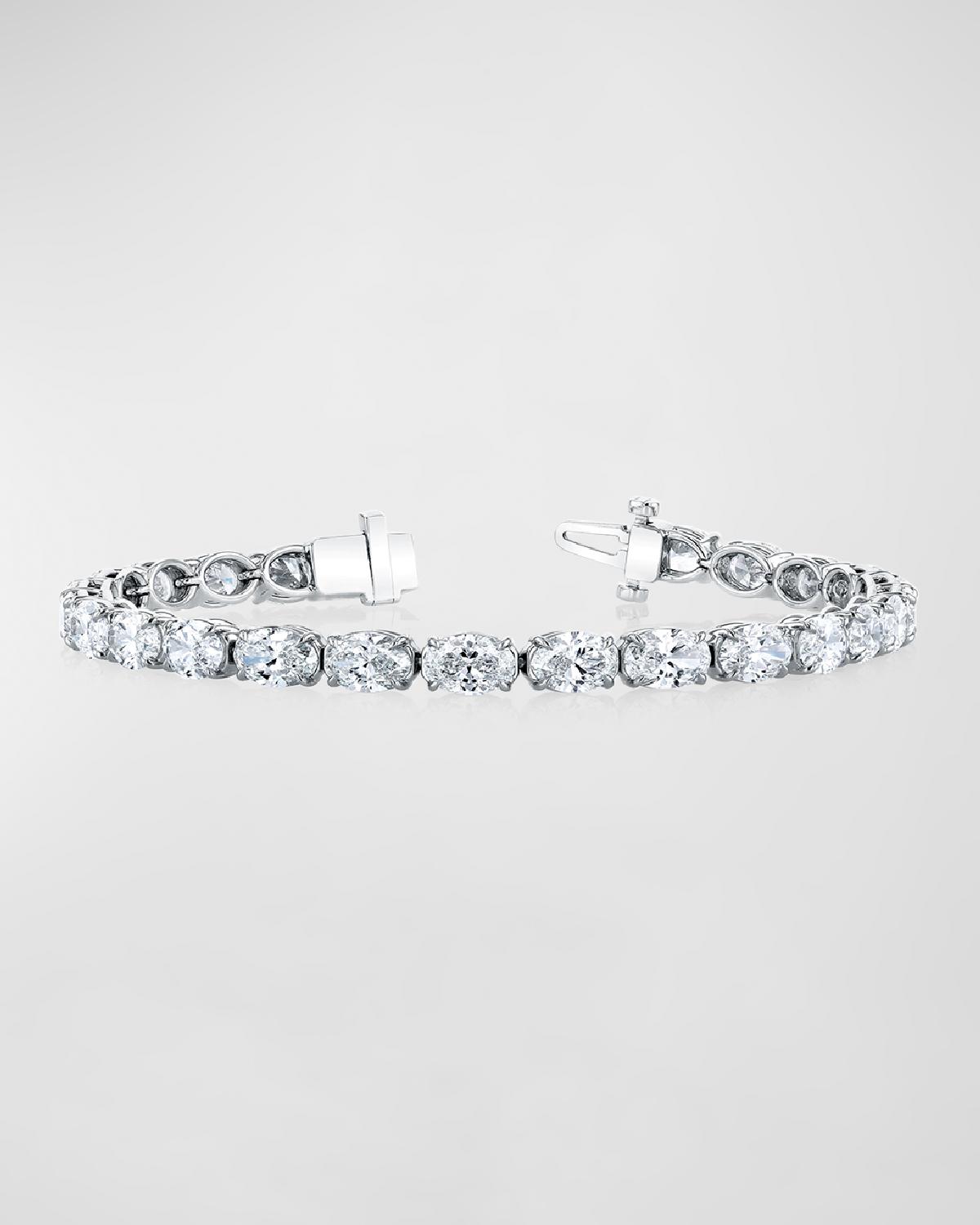 Platinum East-West Prong-Set Diamond Tennis Bracelet, 7.40tcw, 7"L