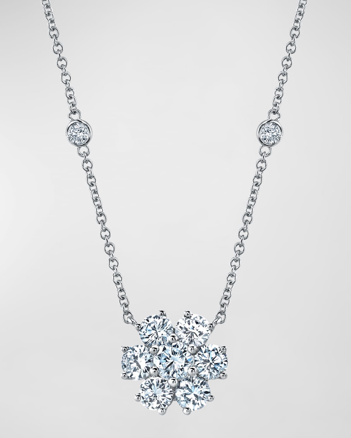 Neiman Marcus Diamonds 18K Gold Round Diamond Flower Pendant Necklace, 16"L, 0.60tcw
