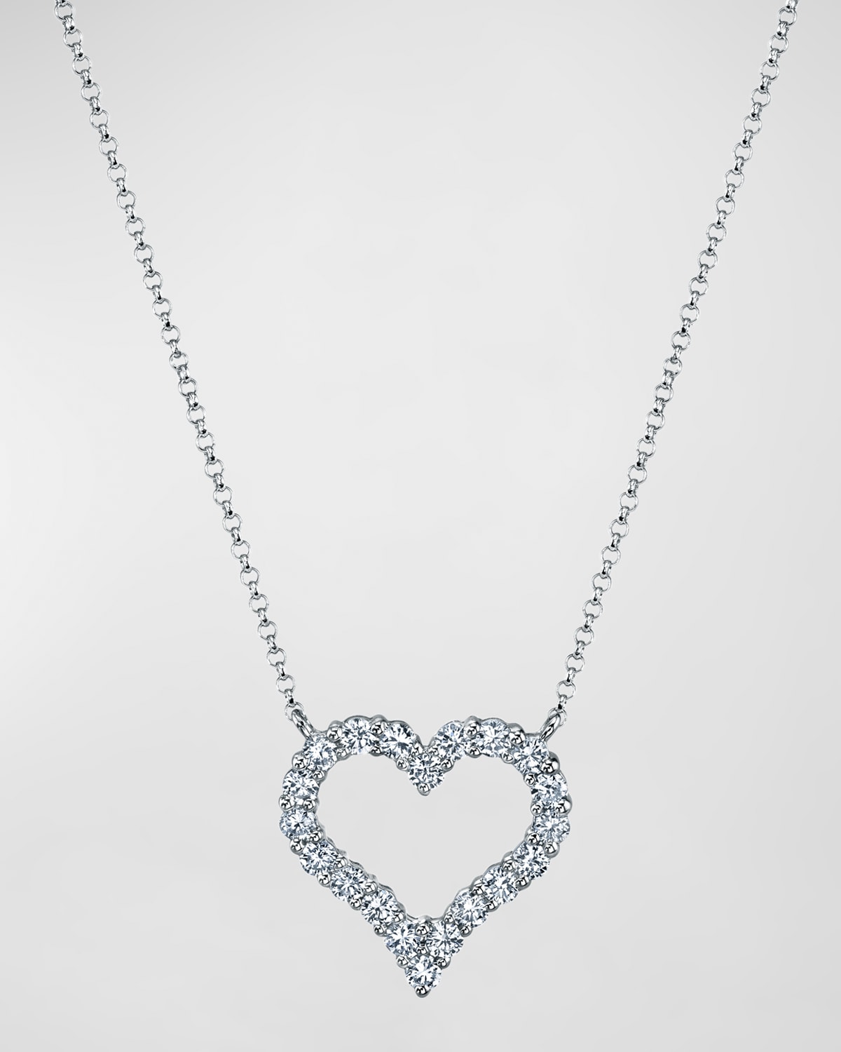 Neiman Marcus Diamonds 18K Gold Shared Prong Round Diamond Heart Pendant 16" Necklace