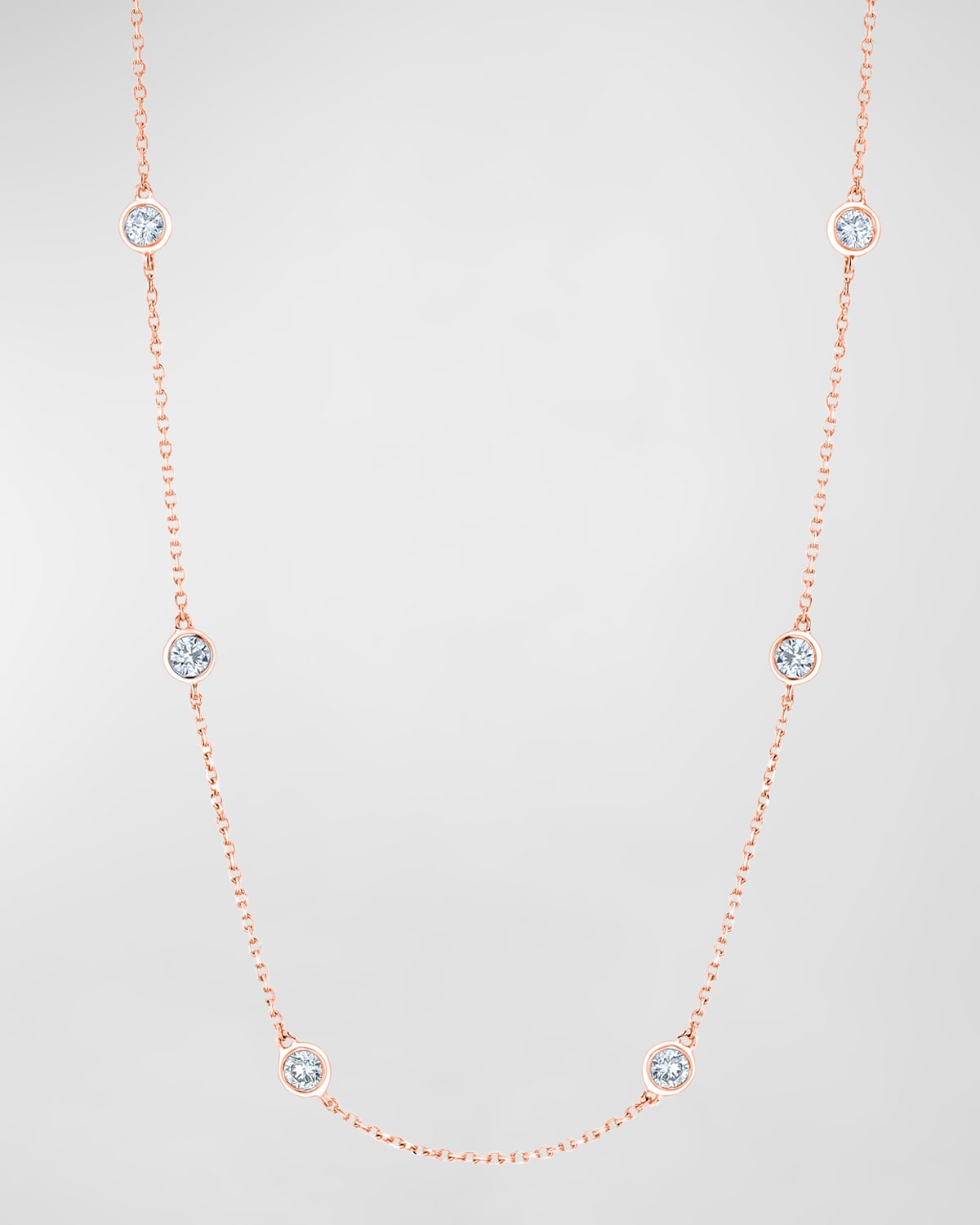 Neiman Marcus Diamonds 18K Gold Diamond by the Yard Chain Necklace with 1.5" Spacing Between Bezels, 16"L, 1.80tcw