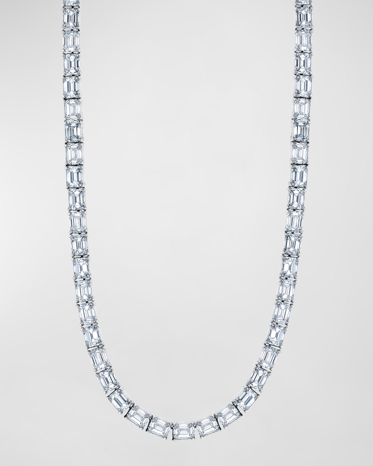 Neiman Marcus Diamonds 18K Gold East West Prong Set Emerald-Cut Diamond 16" Tennis Necklace