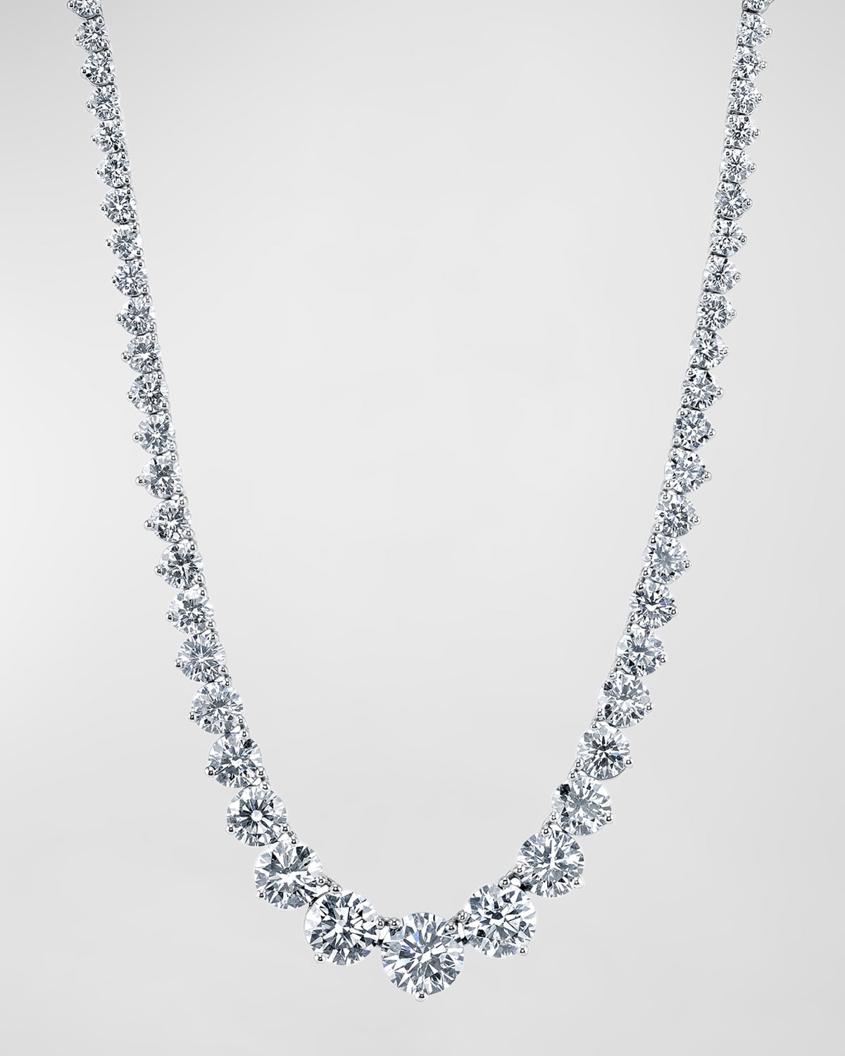 Neiman Marcus Diamonds 18K Gold 3-Prong Riviera 16" Diamond Necklace in 18K Gold