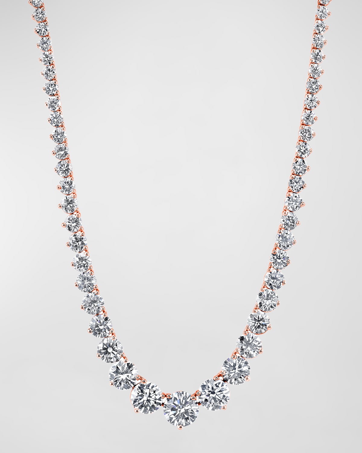 Neiman Marcus Diamonds 18K Gold 3-Prong Riviera 16" Diamond Necklace in 18K Gold