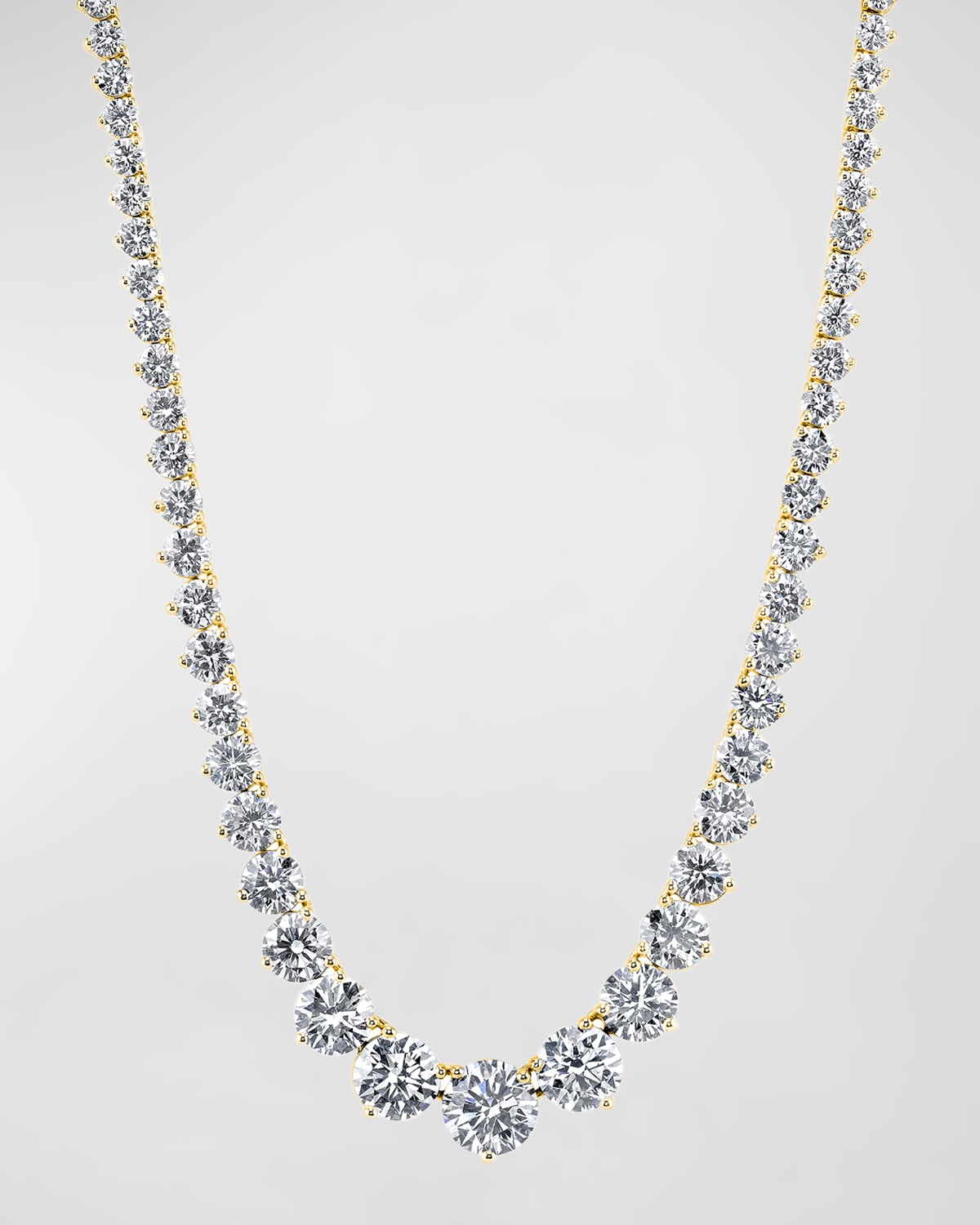 Neiman Marcus Diamonds 18K Gold 3-Prong Riviera 16" Diamond Necklace in 18K Gold
