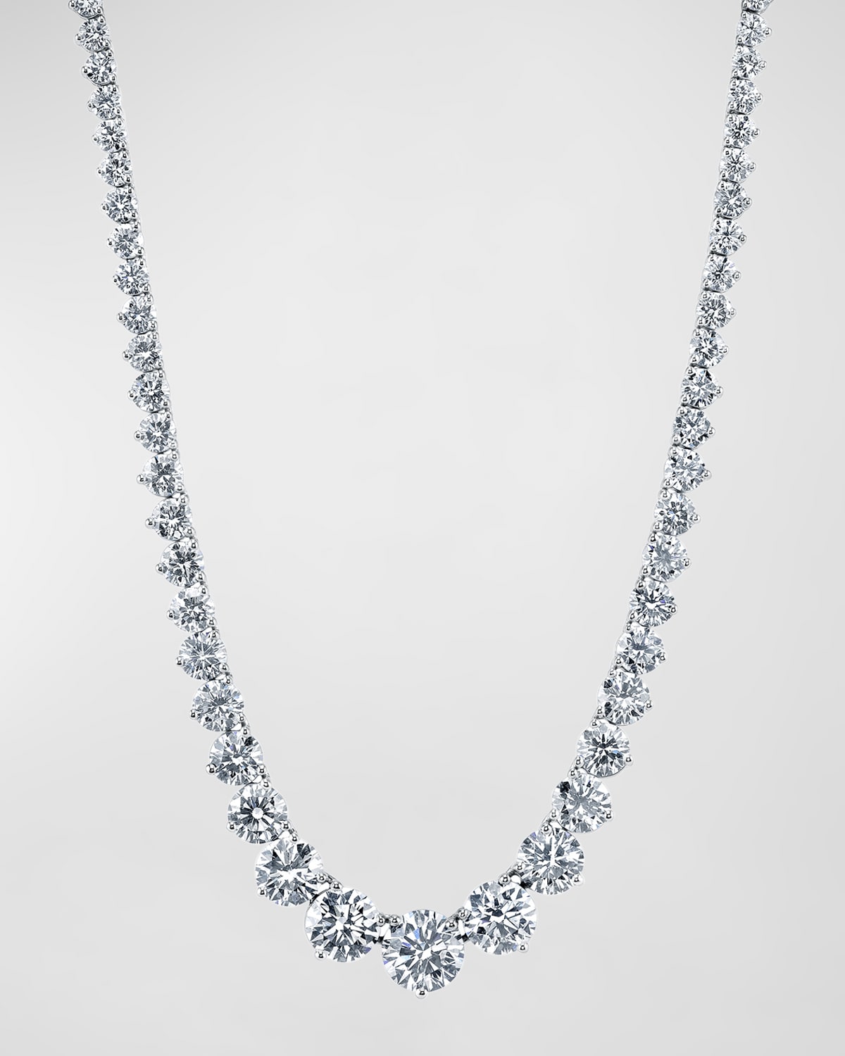 Neiman Marcus Diamonds 18K Gold 3-Prong Riviera 16" Diamond Necklace, 15.00tcw