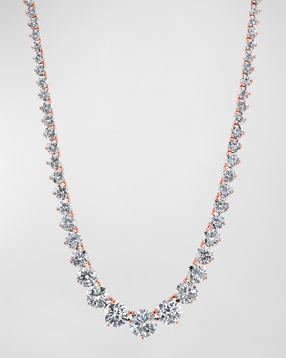 Neiman Marcus Diamonds 18K Gold 3-Prong Riviera 16" Diamond Necklace, 15.00tcw