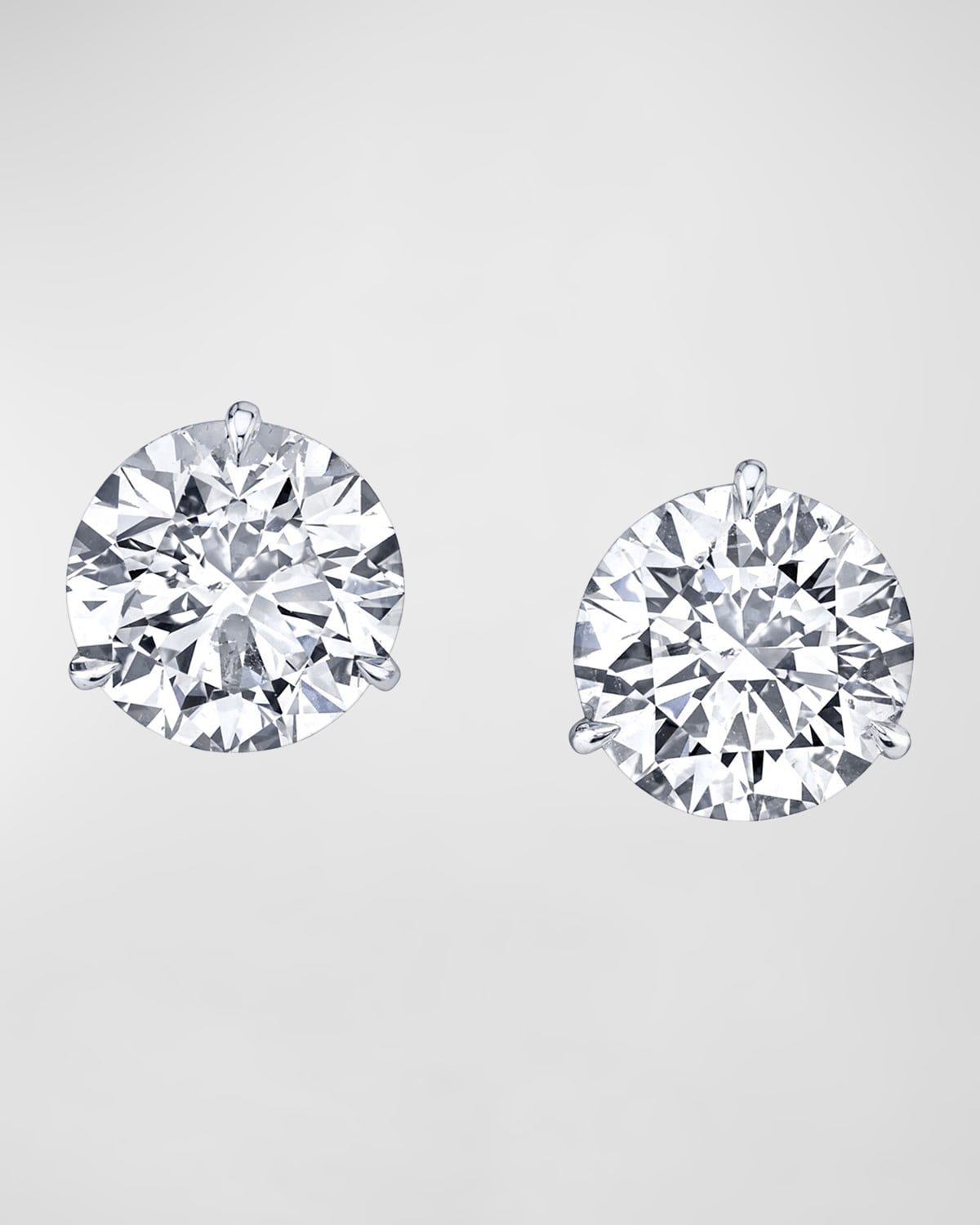 Neiman Marcus Diamonds 18K White Gold 3-Prong Diamond Martini Stud Earrings, 8tcw, 0.39"L / 0.39"W