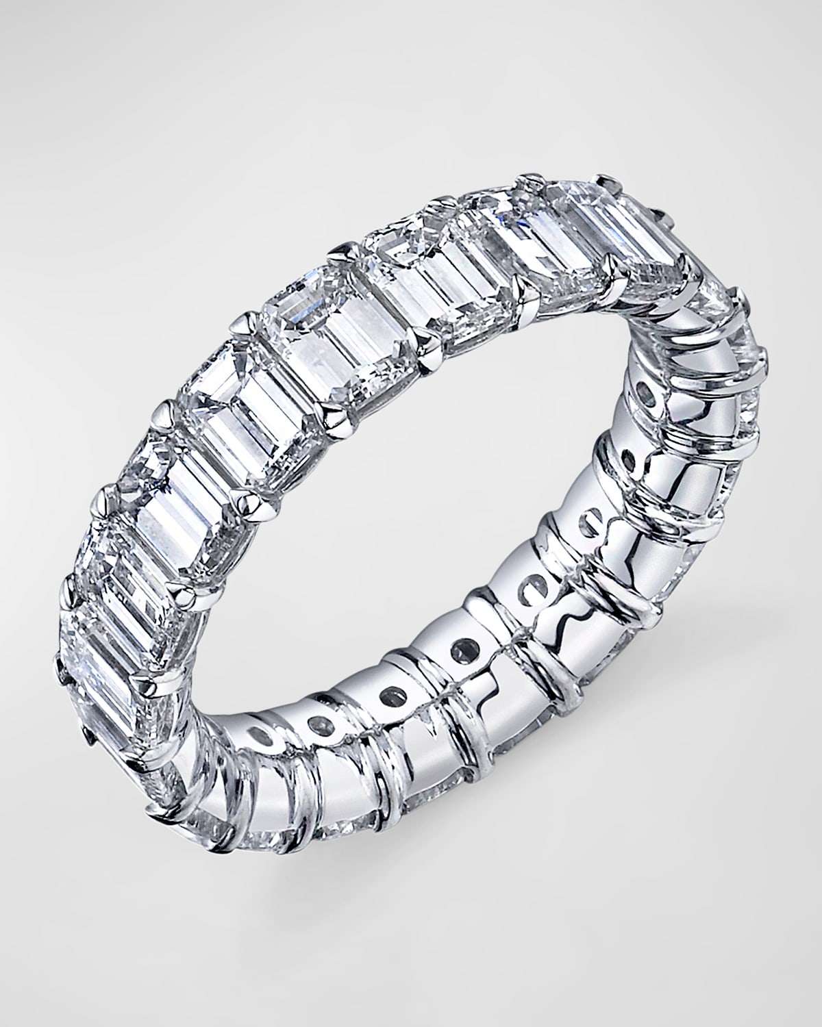 Neiman Marcus Diamonds Large Platinum Eternity Band with Emerald Cut Diamonds