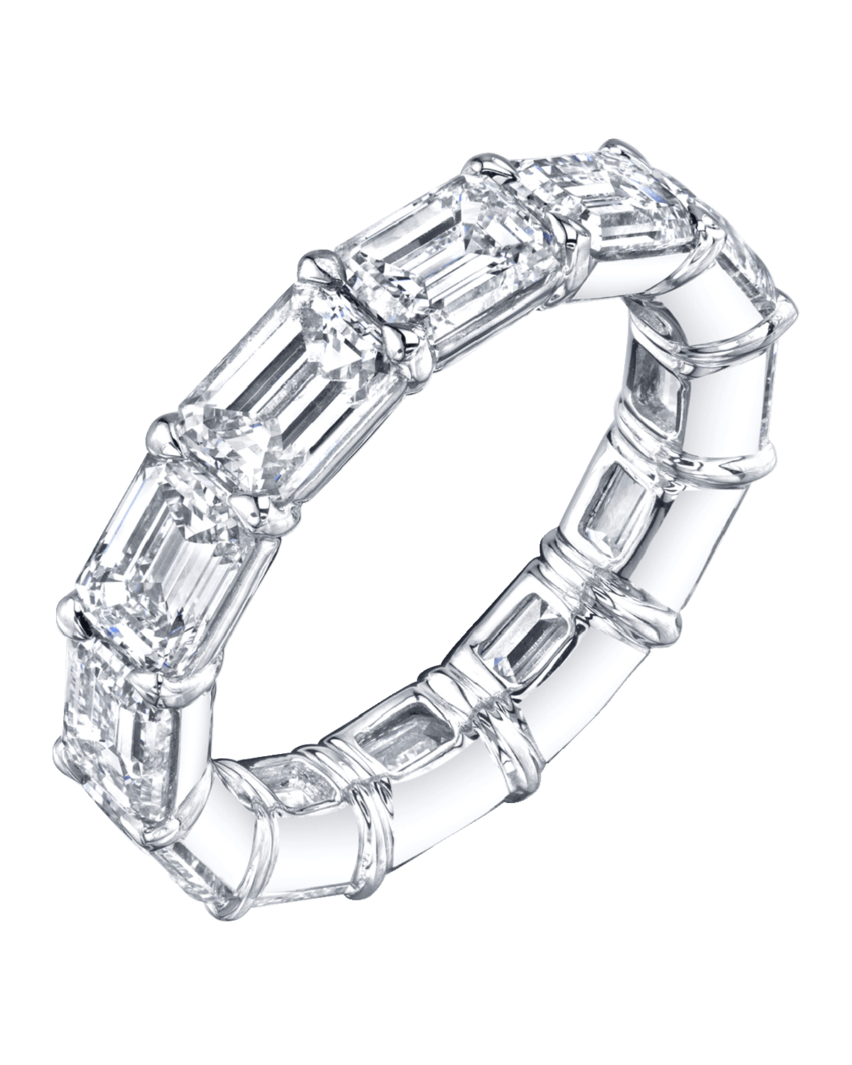 Neiman Marcus Diamonds Large Platinum Eternity Band with Horizontal Set Emerald Cut Diamonds, 2.00ct