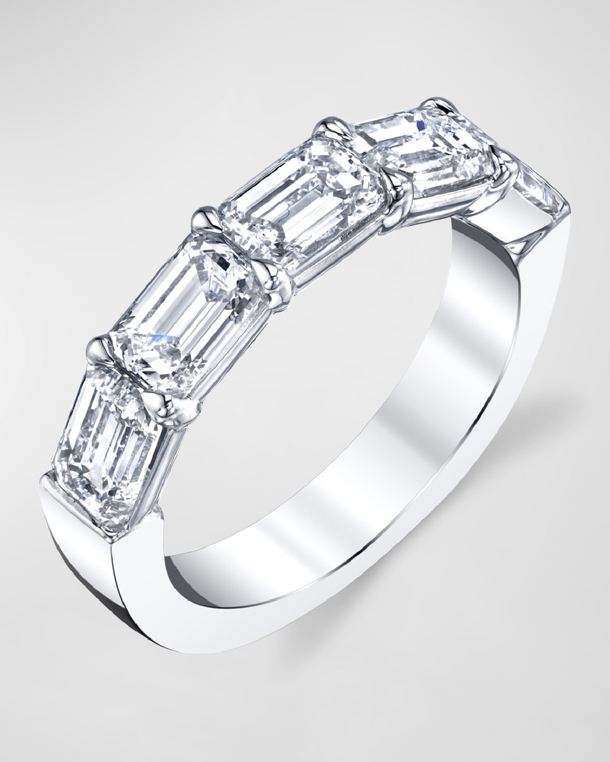 Neiman Marcus Diamonds Large Halfway Band with Horizontal Set Emerald Cut Diamonds, 1.60ct