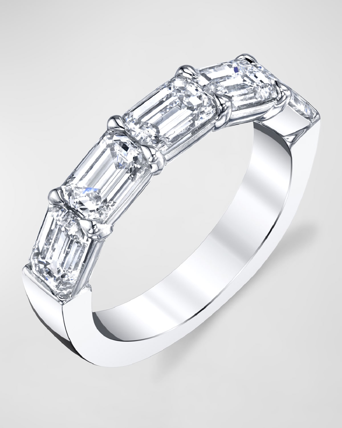Neiman Marcus Diamonds Large Halfway Band with Horizontal Set Emerald Cut Diamonds, 2.25ct