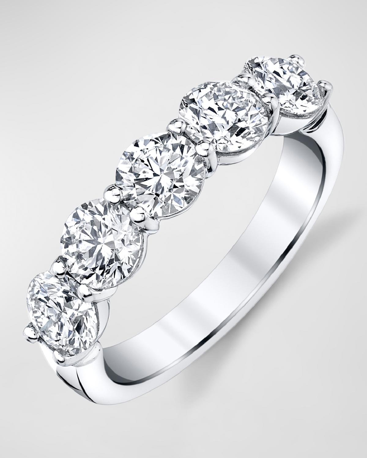 Platinum 5 Stone Band with Round Cut Diamonds, 1.65ct