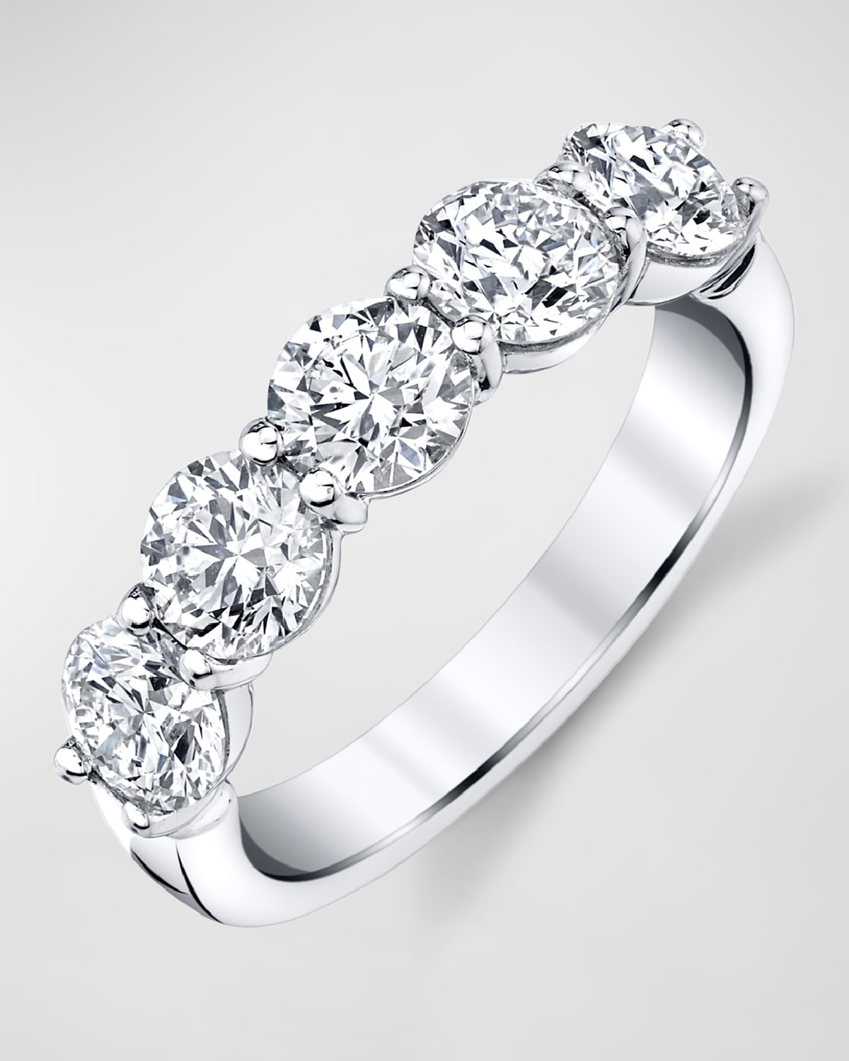 Neiman Marcus Diamonds 18K White Gold 5 Stone Band with Round Cut Diamonds