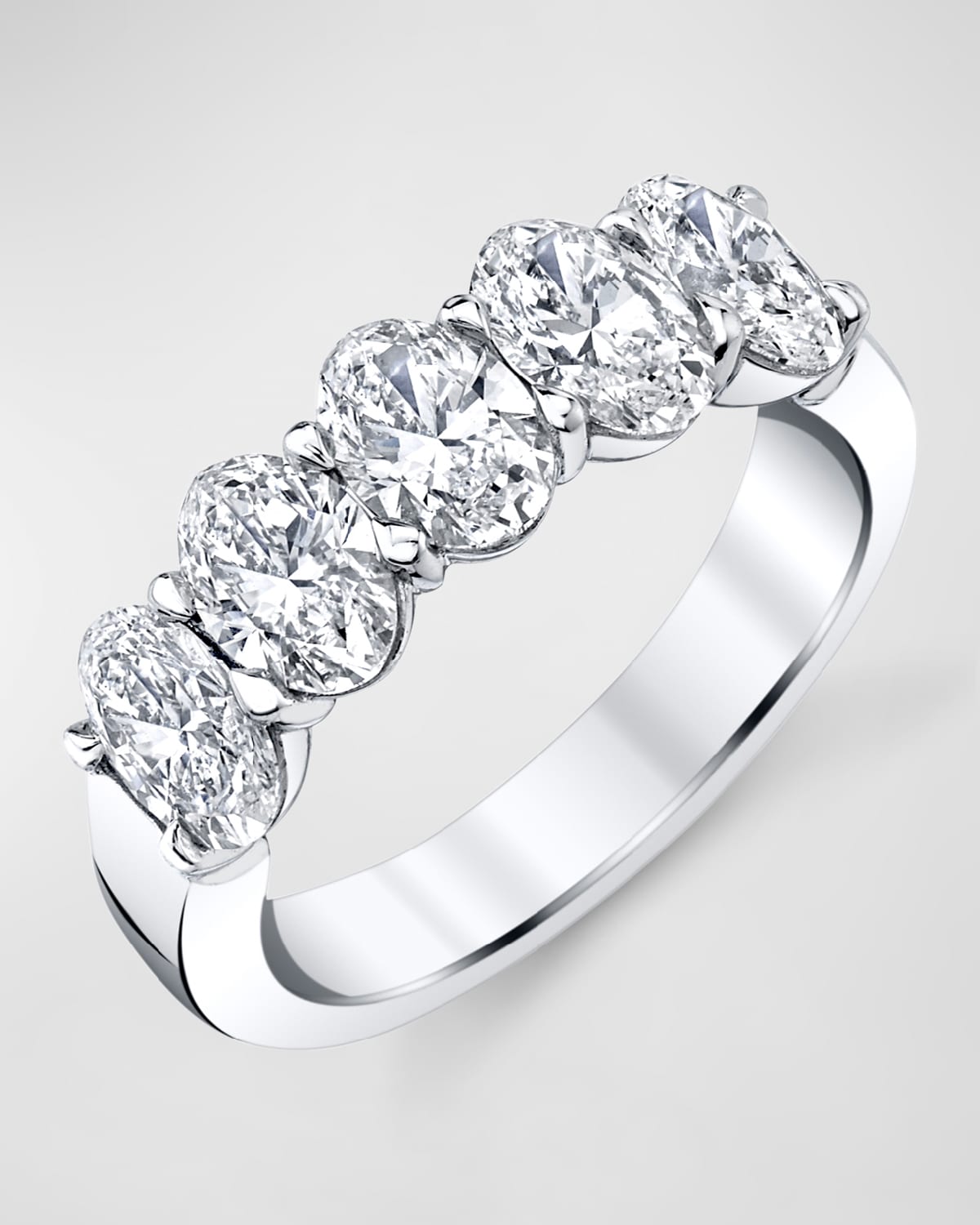 Neiman Marcus Diamonds Platinum 5 Stone Band with Oval Cut Diamonds
