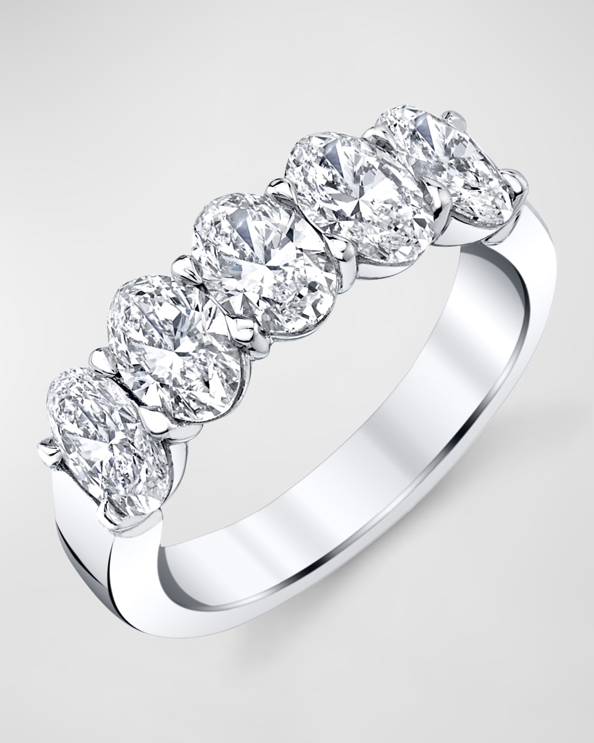 Neiman Marcus Diamonds Platinum 5 Stone Band with Oval Cut Diamonds