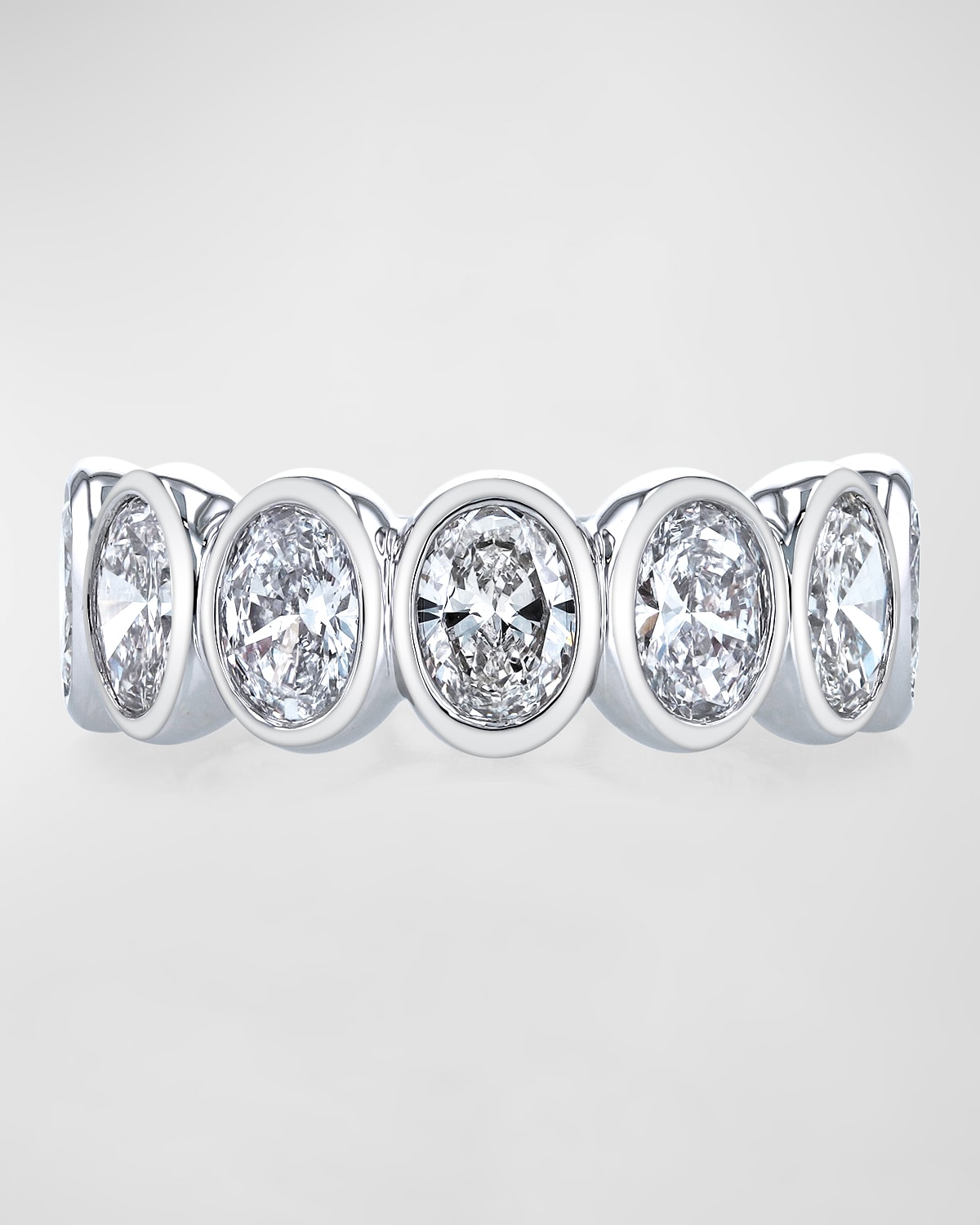 Neiman Marcus Diamonds 18K White Gold 7 Stone Band with Bezel Set Oval Cut Diamonds
