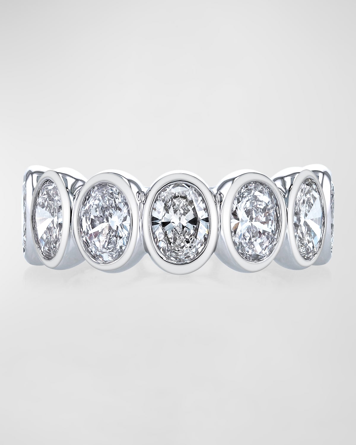 Neiman Marcus Diamonds Platinum 7 Stone Band with Bezel Set Oval Cut Diamonds, 1.40ct