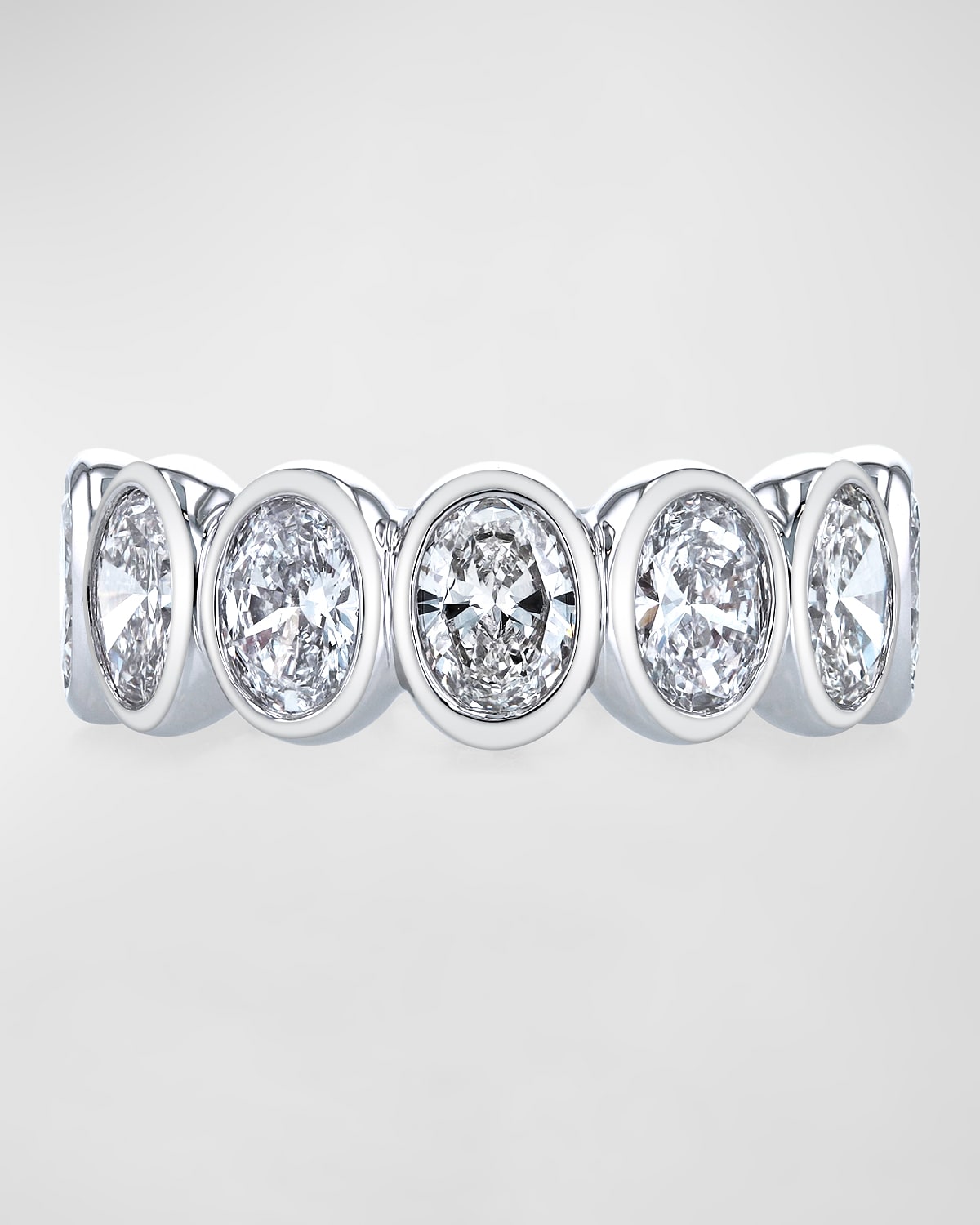 Neiman Marcus Diamonds Platinum 7 Stone Band with Bezel Set Oval Cut Diamonds, 2.30ct