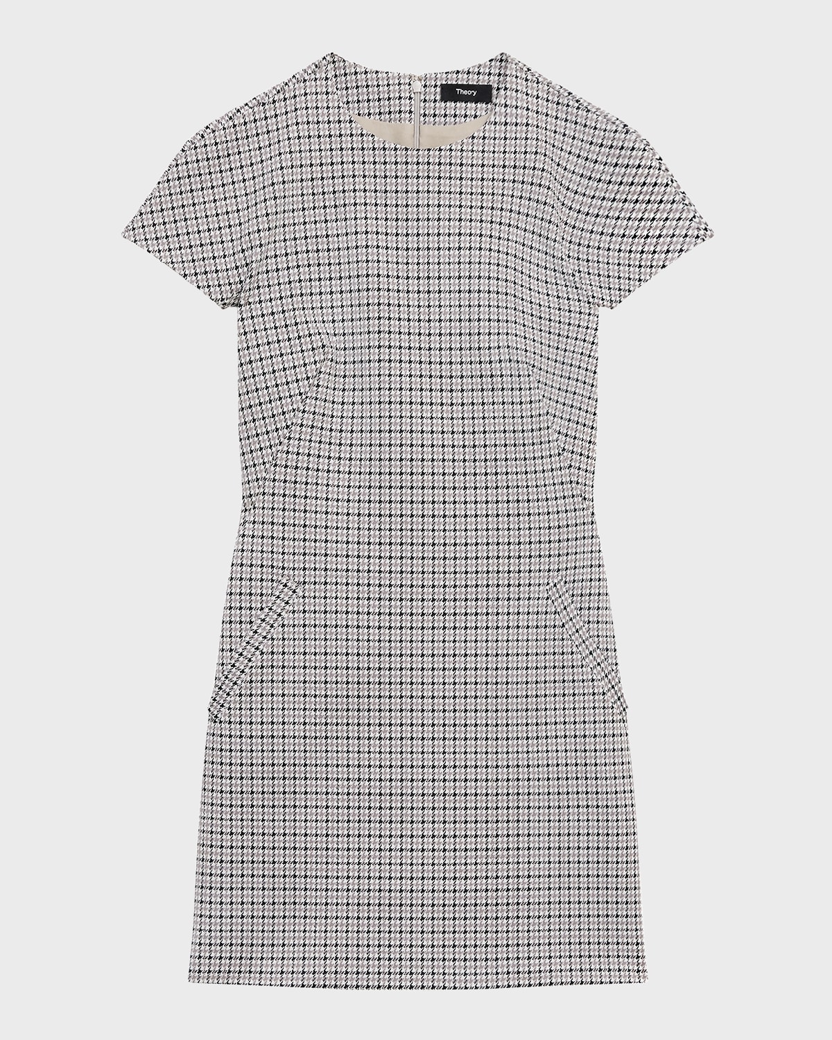 Theory Dolman Short-Sleeve Houndstooth Mini Dress