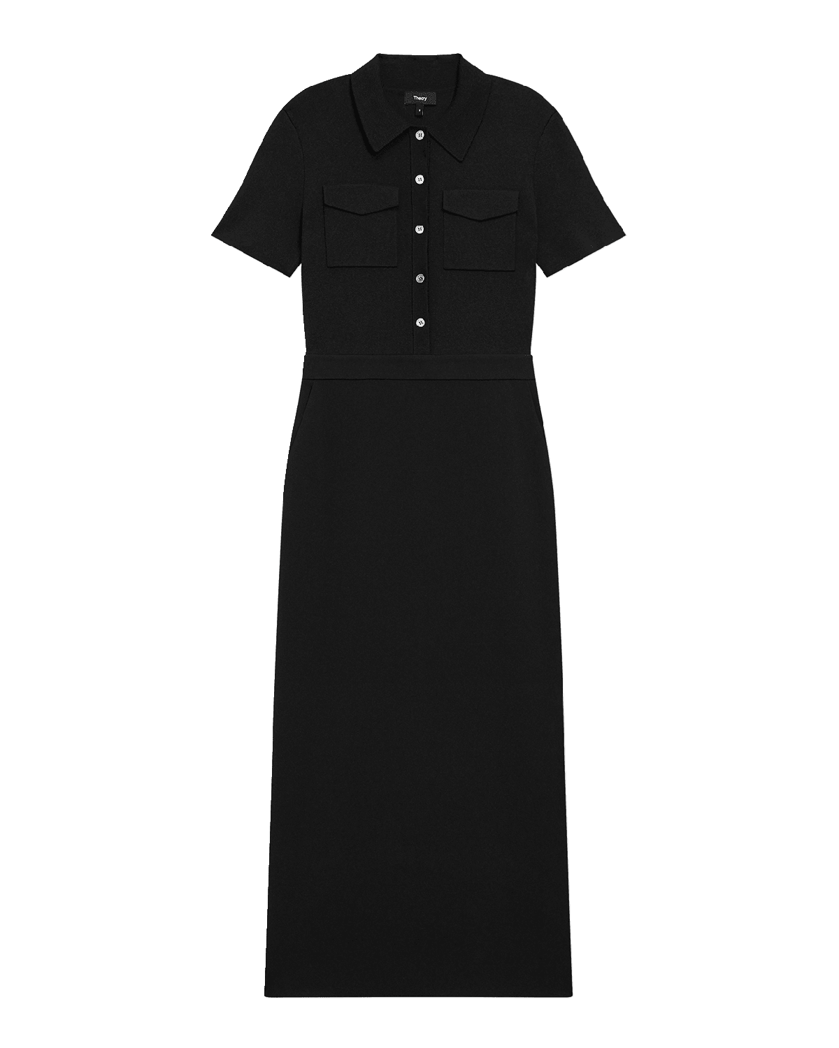 Theory Admiral Crepe Short-Sleeve Utility Midi Dress