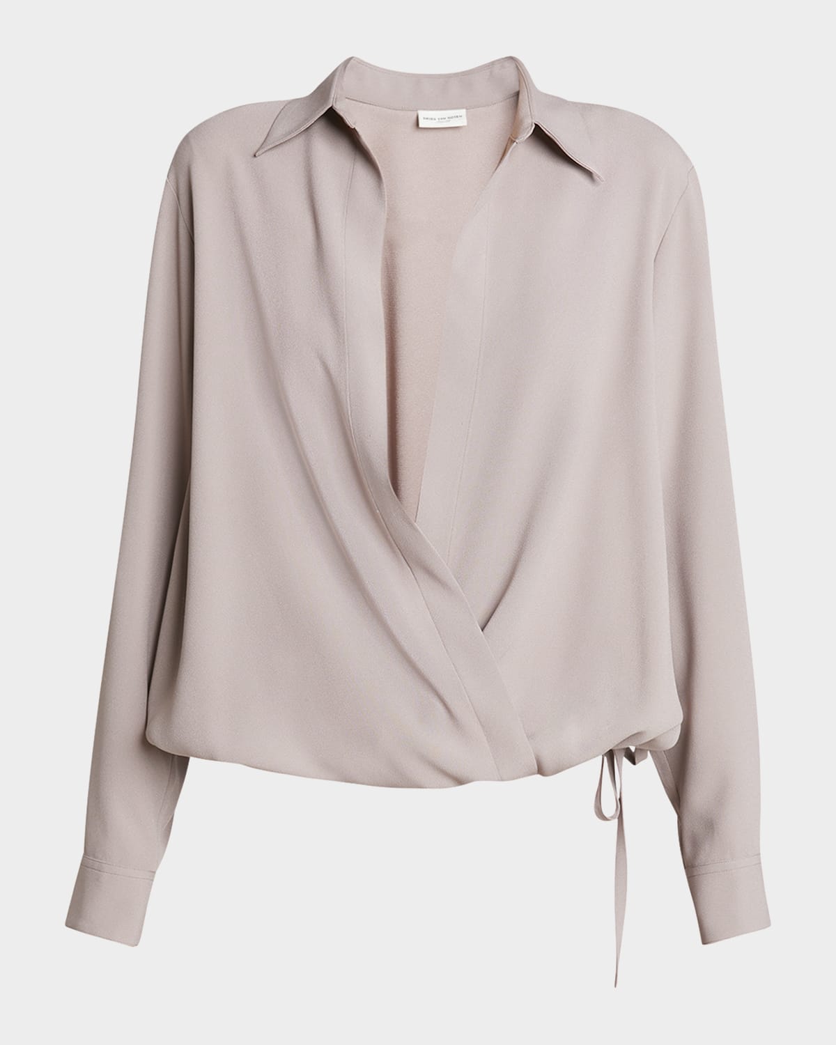 Dries Van Noten Cedal Long-Sleeve Collared Wrap Shirt