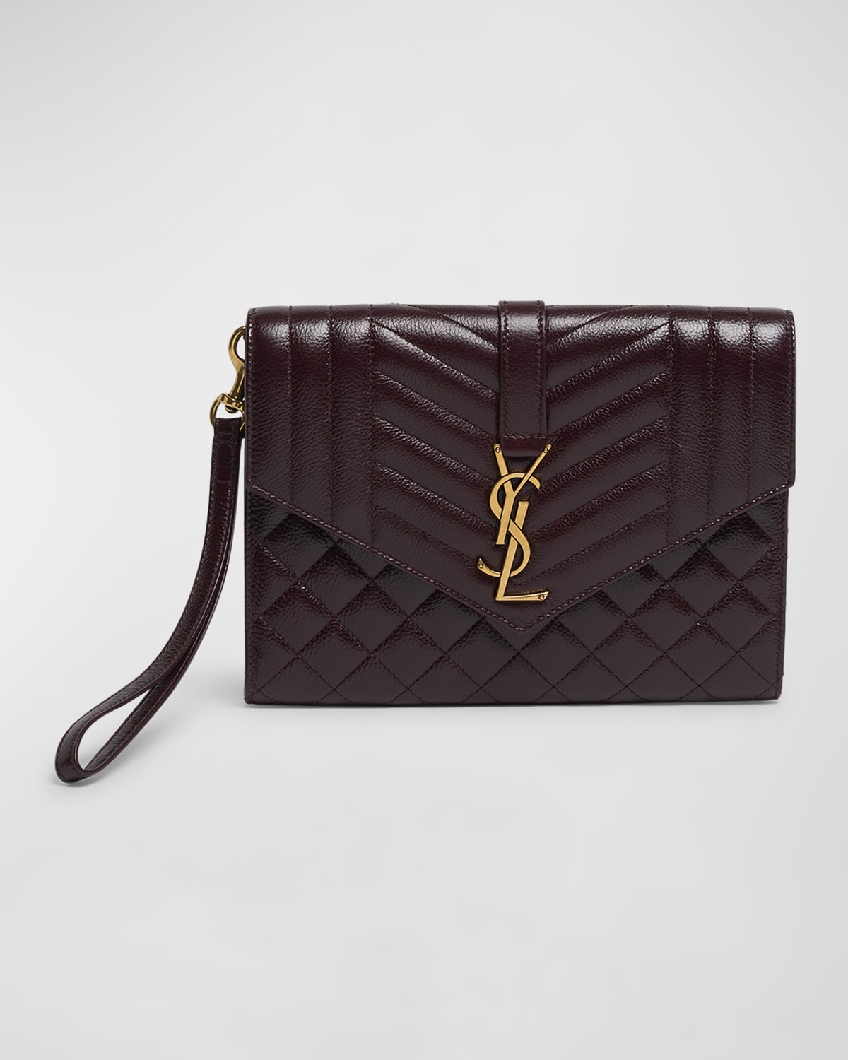 Saint Laurent YSL Envelope Flap Pouch in Quilted Leather