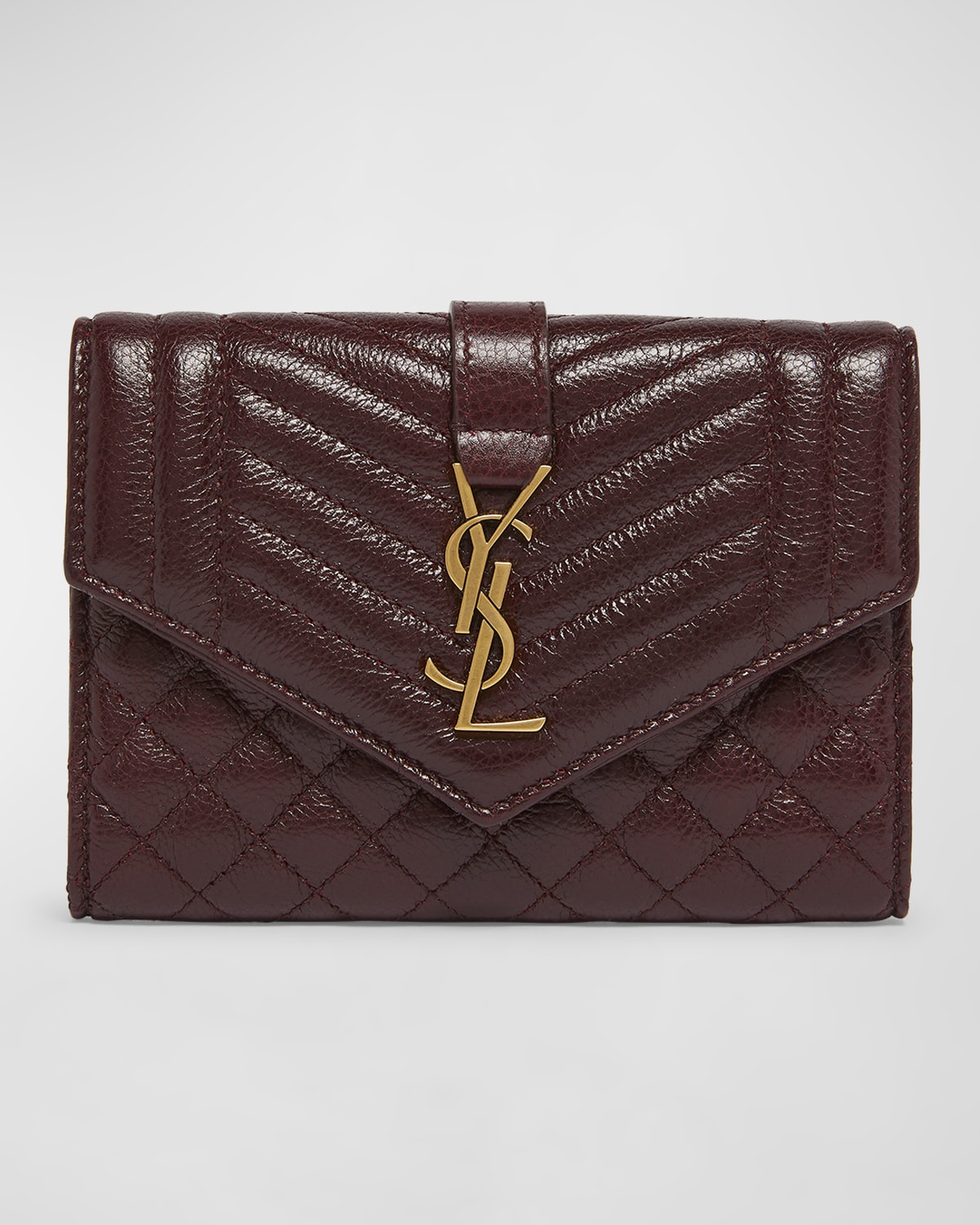 Saint Laurent Small YSL Envelope Flap Wallet in Quilted Leather