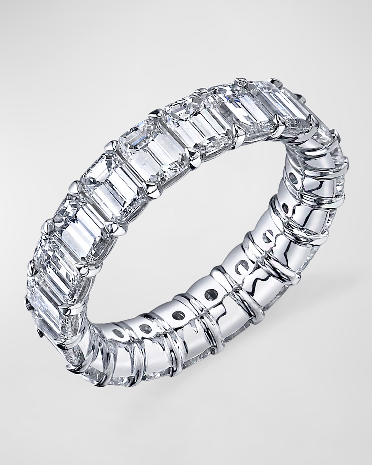 Neiman Marcus Diamonds Large Platinum Eternity Band with Emerald Cut Diamonds