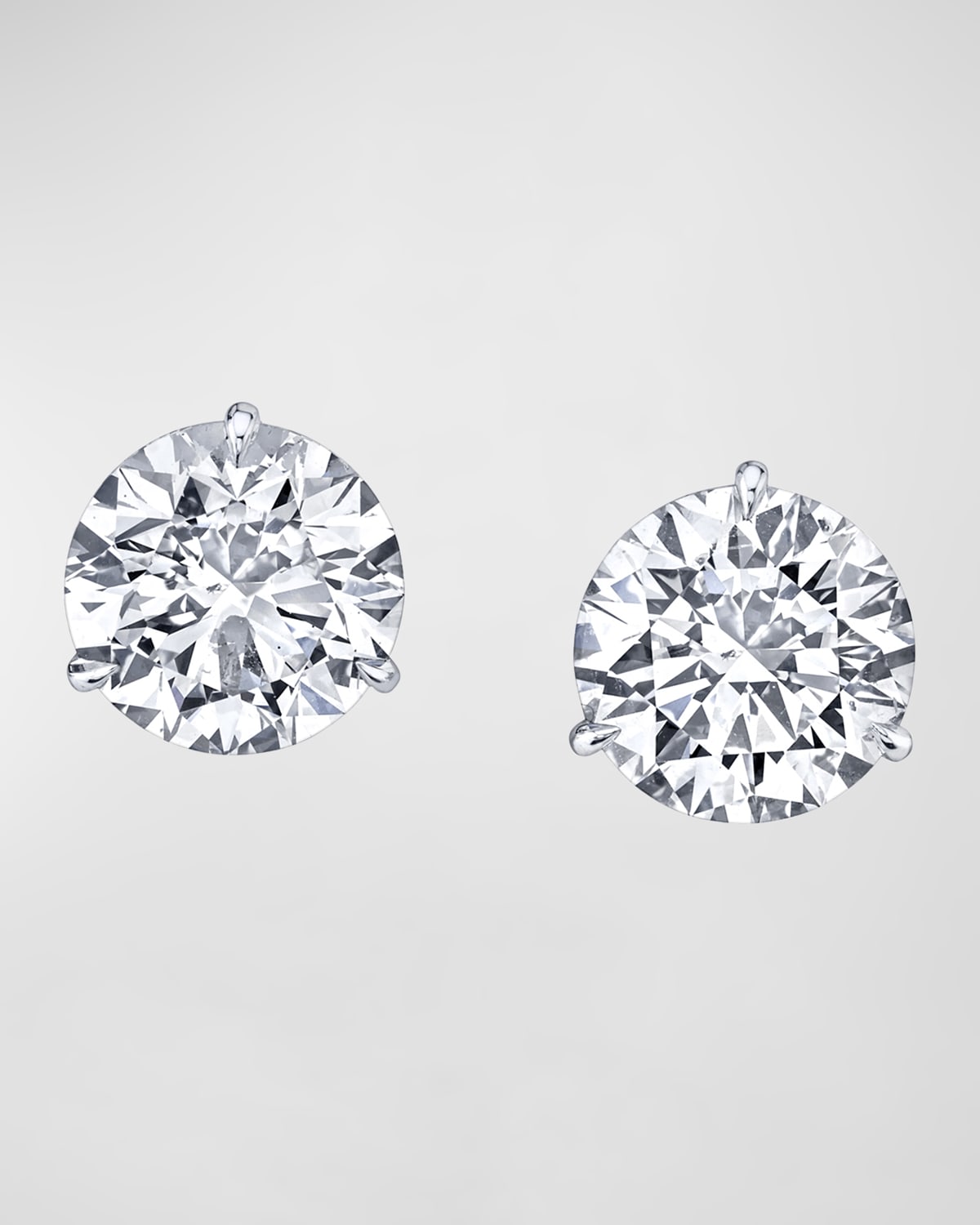 Neiman Marcus Diamonds 18K White Gold 3-Prong Diamond Martini Stud Earrings, 4tcw, 0.31"L / 0.31"W
