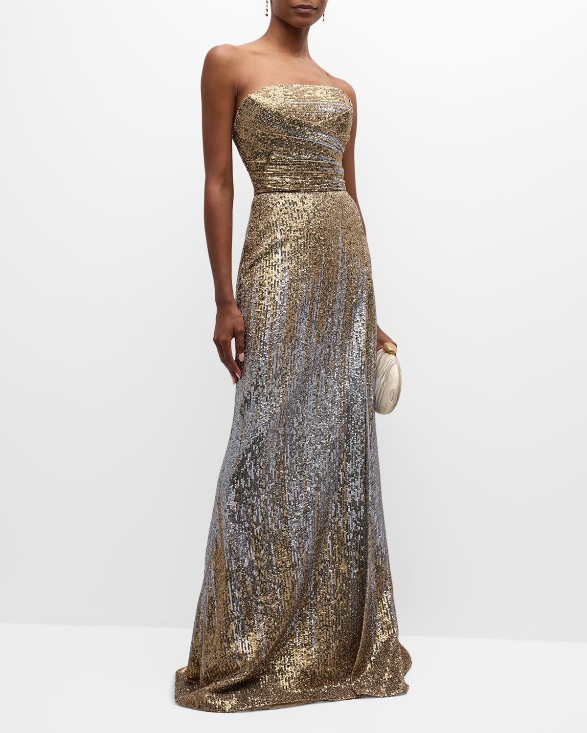 Elie Saab Two-Tone Sequined Strapless Gown