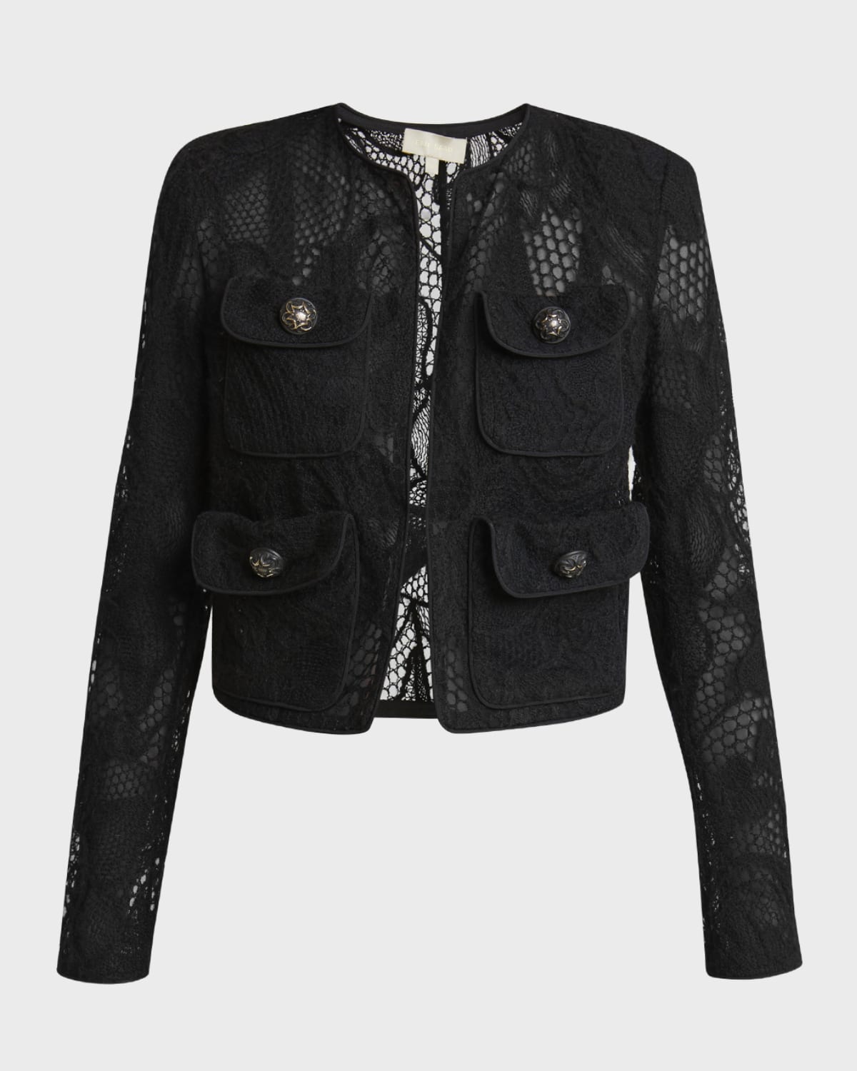 Elie Saab Lace Embroidered Tulle Crop Jacket